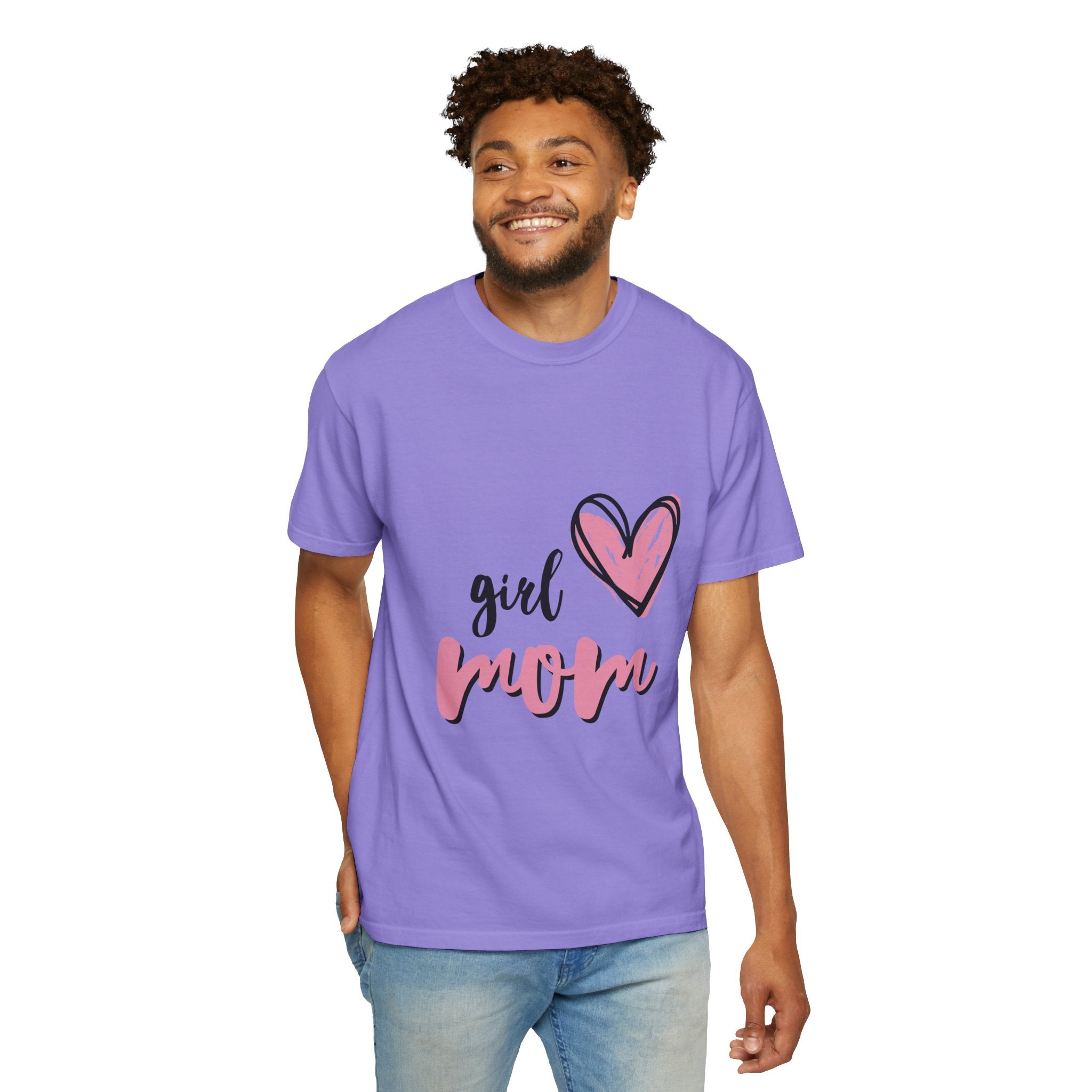 Girl Mom T-Shirt — Pink Heart Mom Shirt for New & Proud Mothers