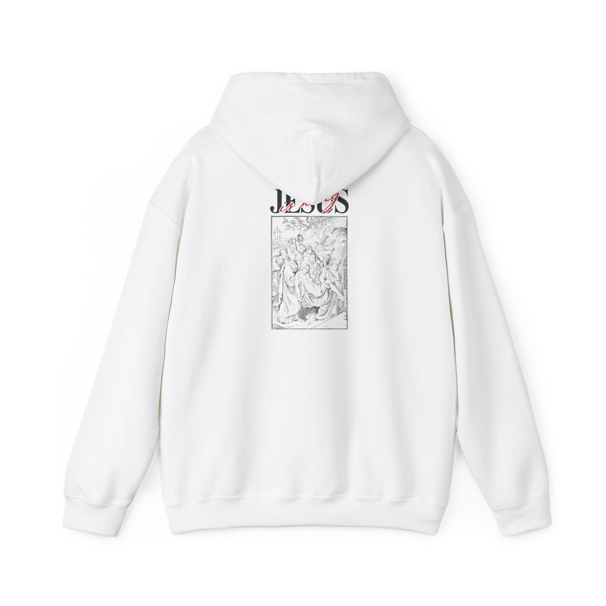 Jesus Vintage Illustration Hoodie — Retro Religious Graphic Pullover