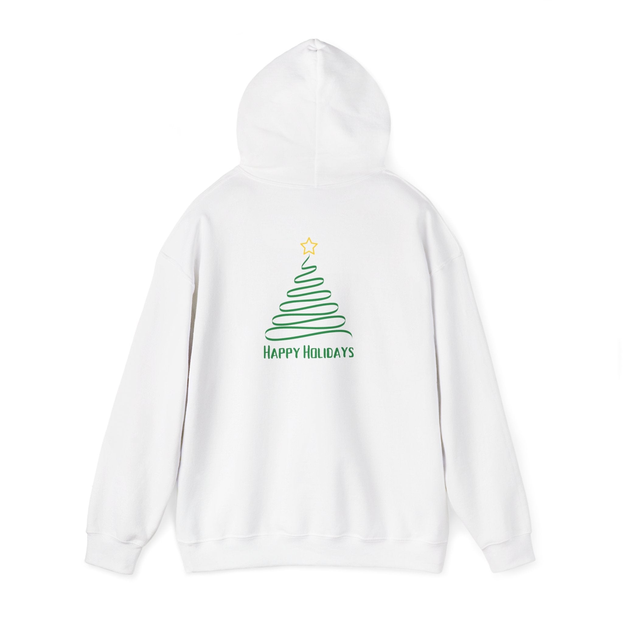 Holiday Tree Hoodie – Minimal "Happy Holidays" Christmas Sweatshirt