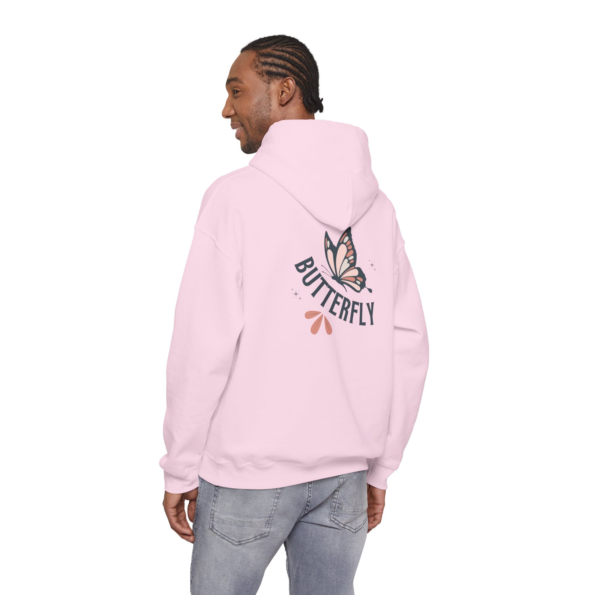 Butterfly Hoodie — Floral Pink Butterfly Graphic Pullover