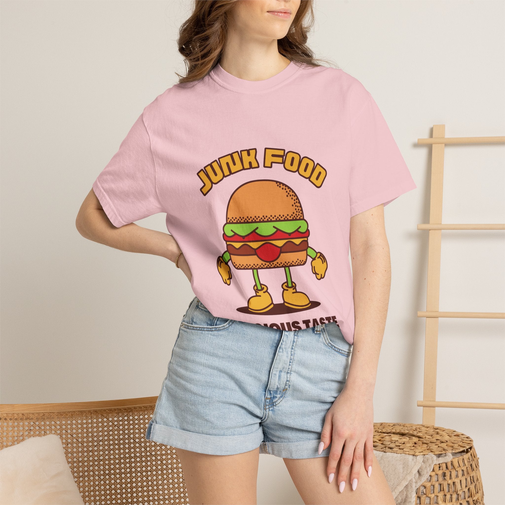 Junk Food Burger T-Shirt — Cute Retro ‘Delicious Taste’ Graphic Tee