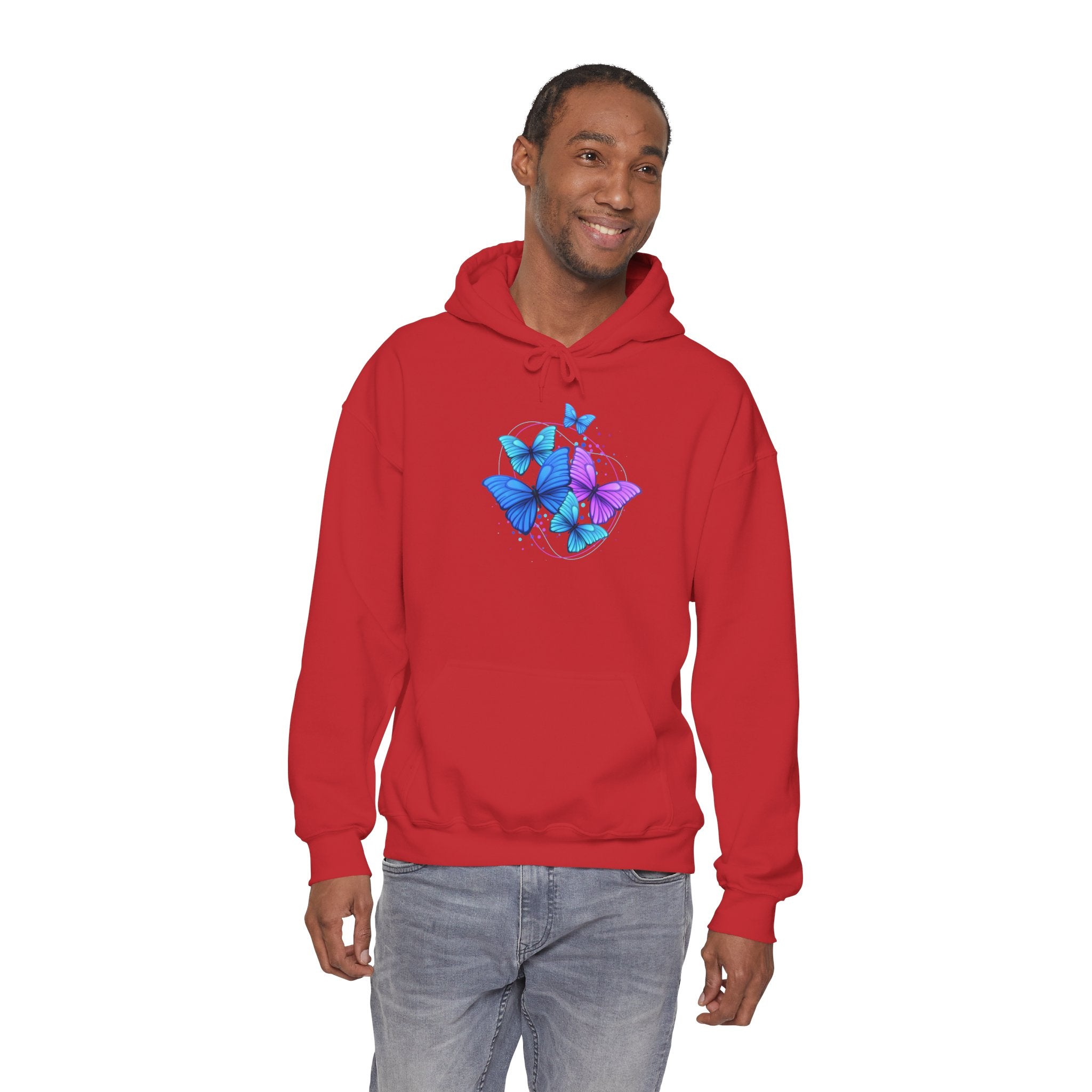 Butterfly Cluster Hoodie – Blue & Purple Butterfly Graphic Sweatshirt