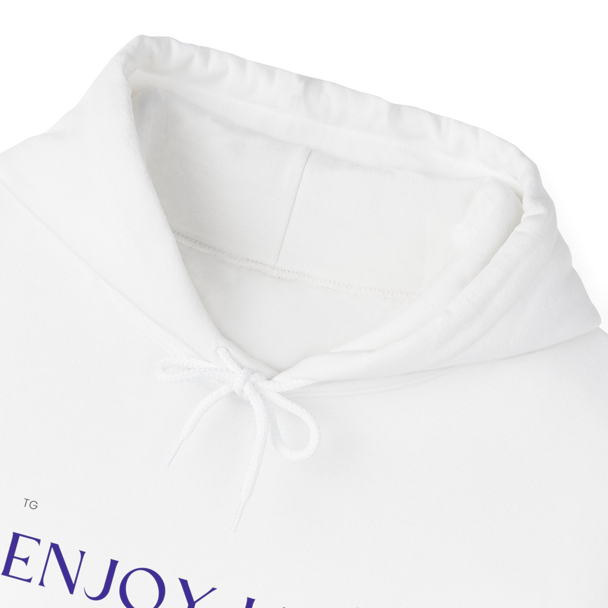 Enjoy Life Hoodie – Minimal Inspirational White Pullover