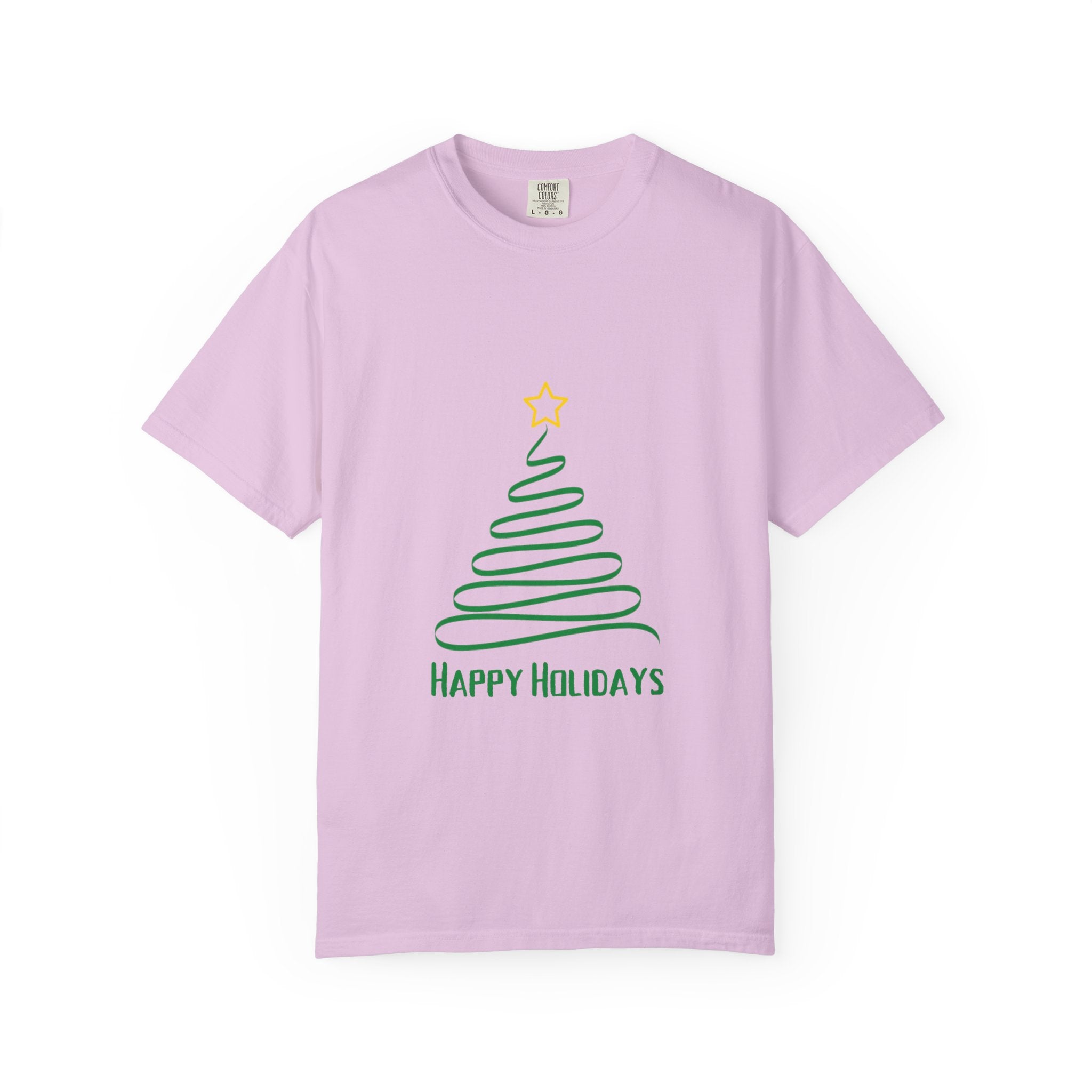 Holiday Spiral Christmas Tree T-Shirt — "Happy Holidays" Minimalist Graphic