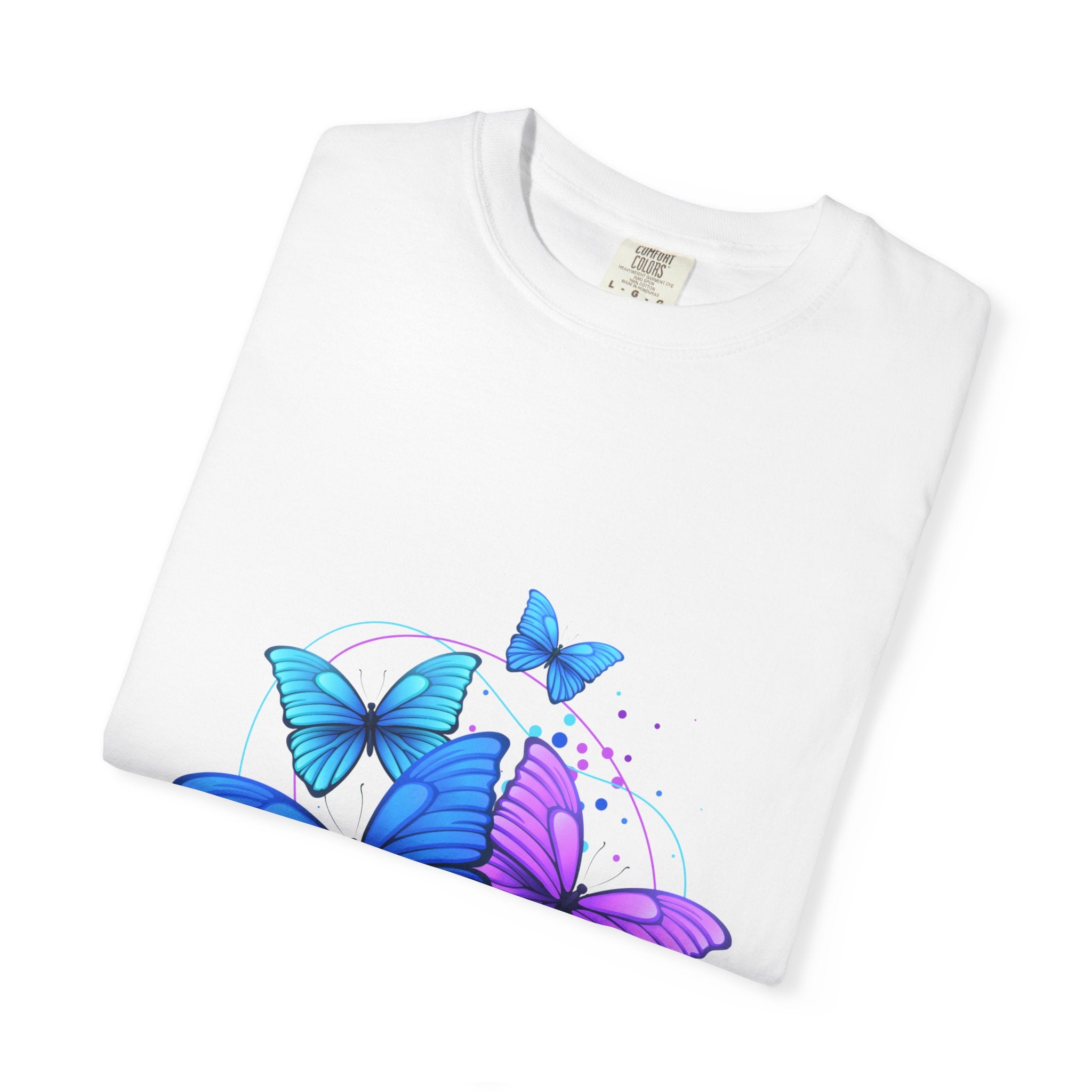 Butterfly Cluster T‑Shirt — Blue & Purple Wings Graphic Tee
