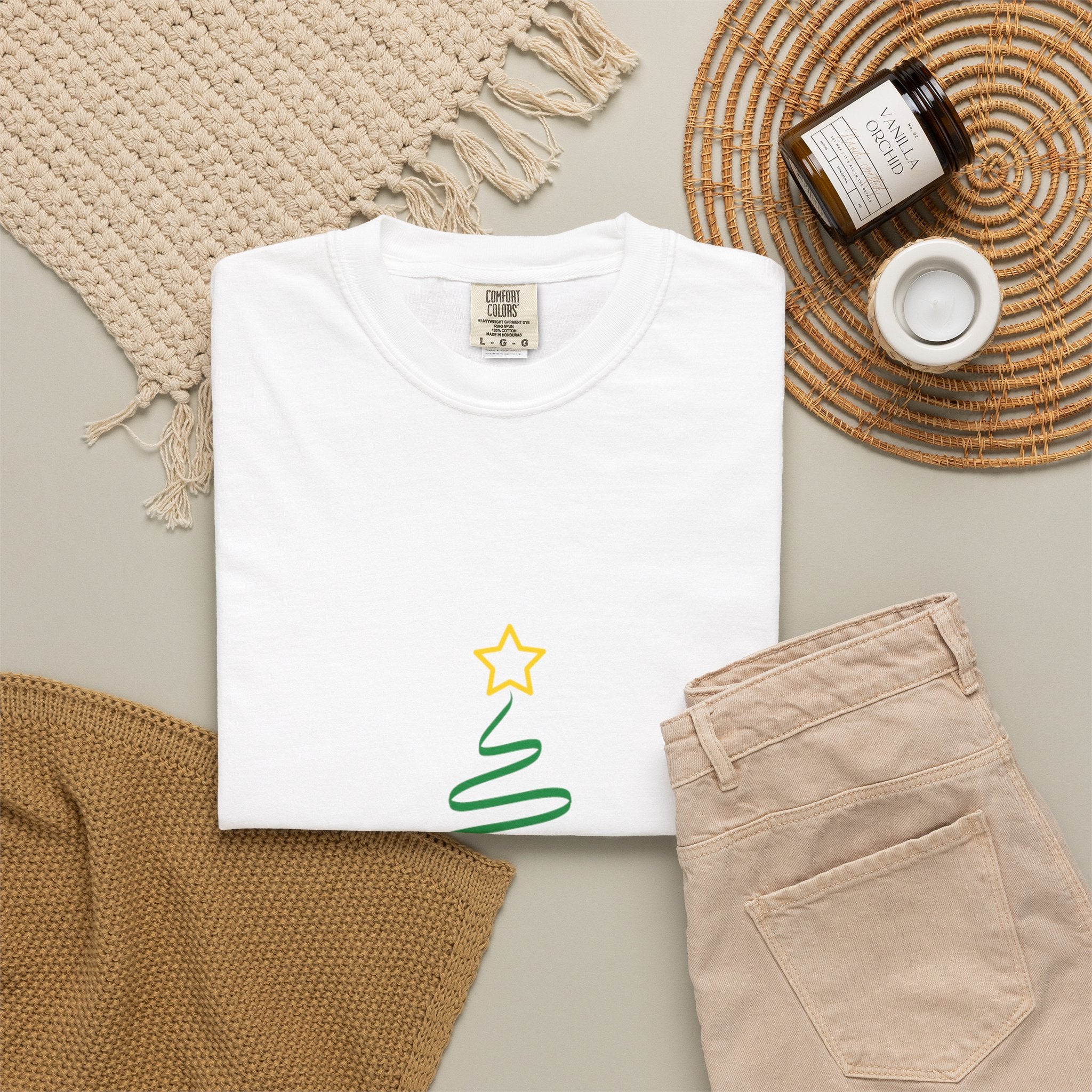 Holiday Spiral Christmas Tree T-Shirt — "Happy Holidays" Minimalist Graphic