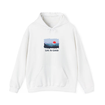Hoodie - 'Life Is Good' Mountain Sunrise Graphic Hoodie