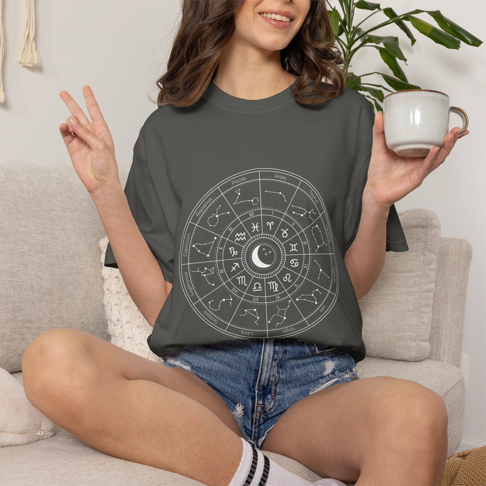 Zodiac Wheel T-Shirt — Astrological Moon & Signs Graphic Tee