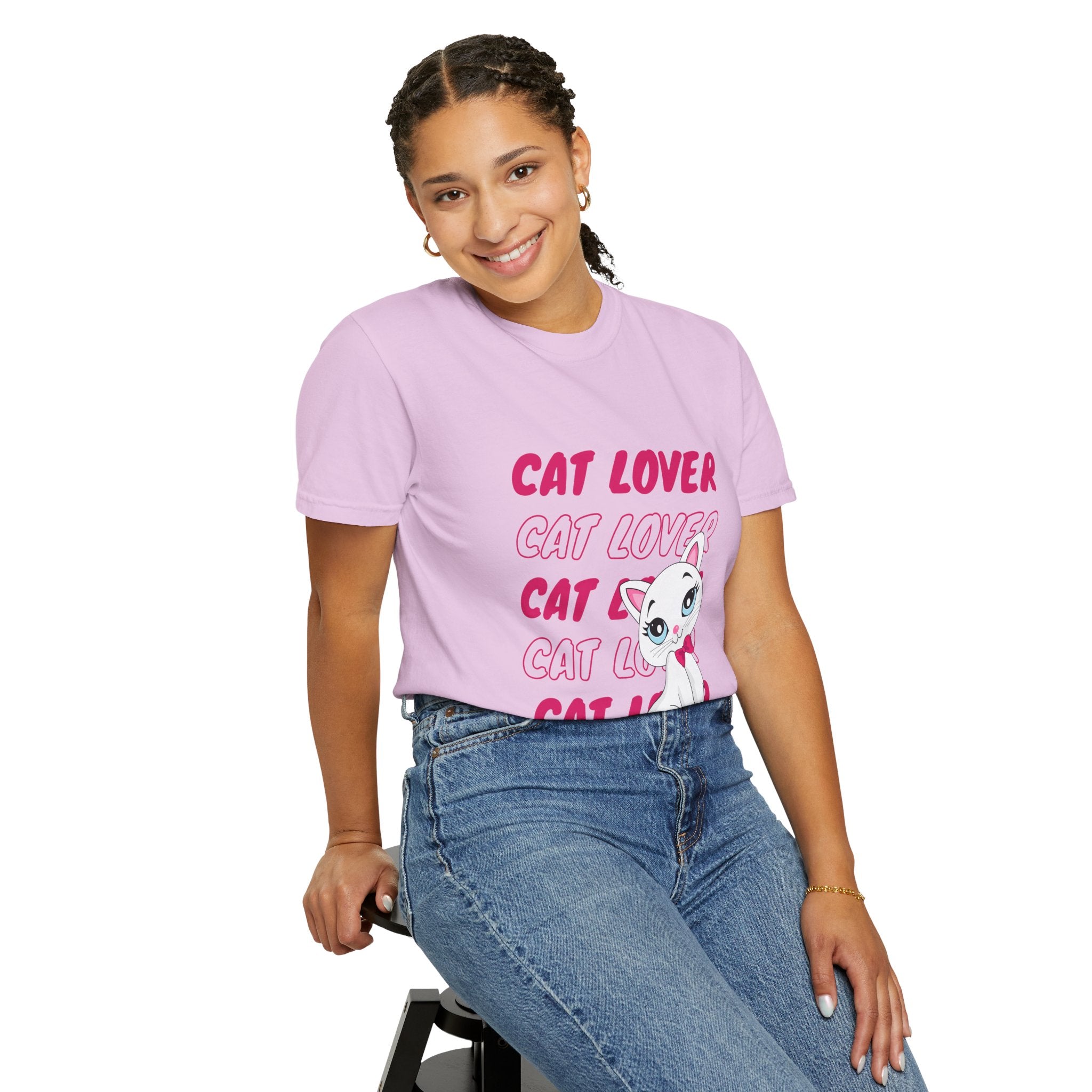 Cat Lover T-Shirt — Cute White Kitten Graphic Tee for Cat Moms & Fans