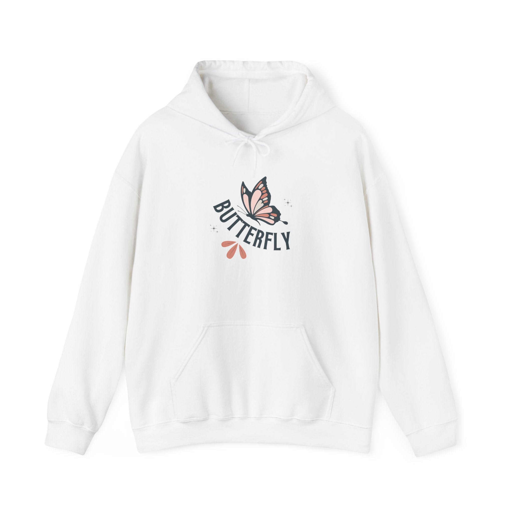 Butterfly Hoodie — Floral Pink Butterfly Graphic Pullover