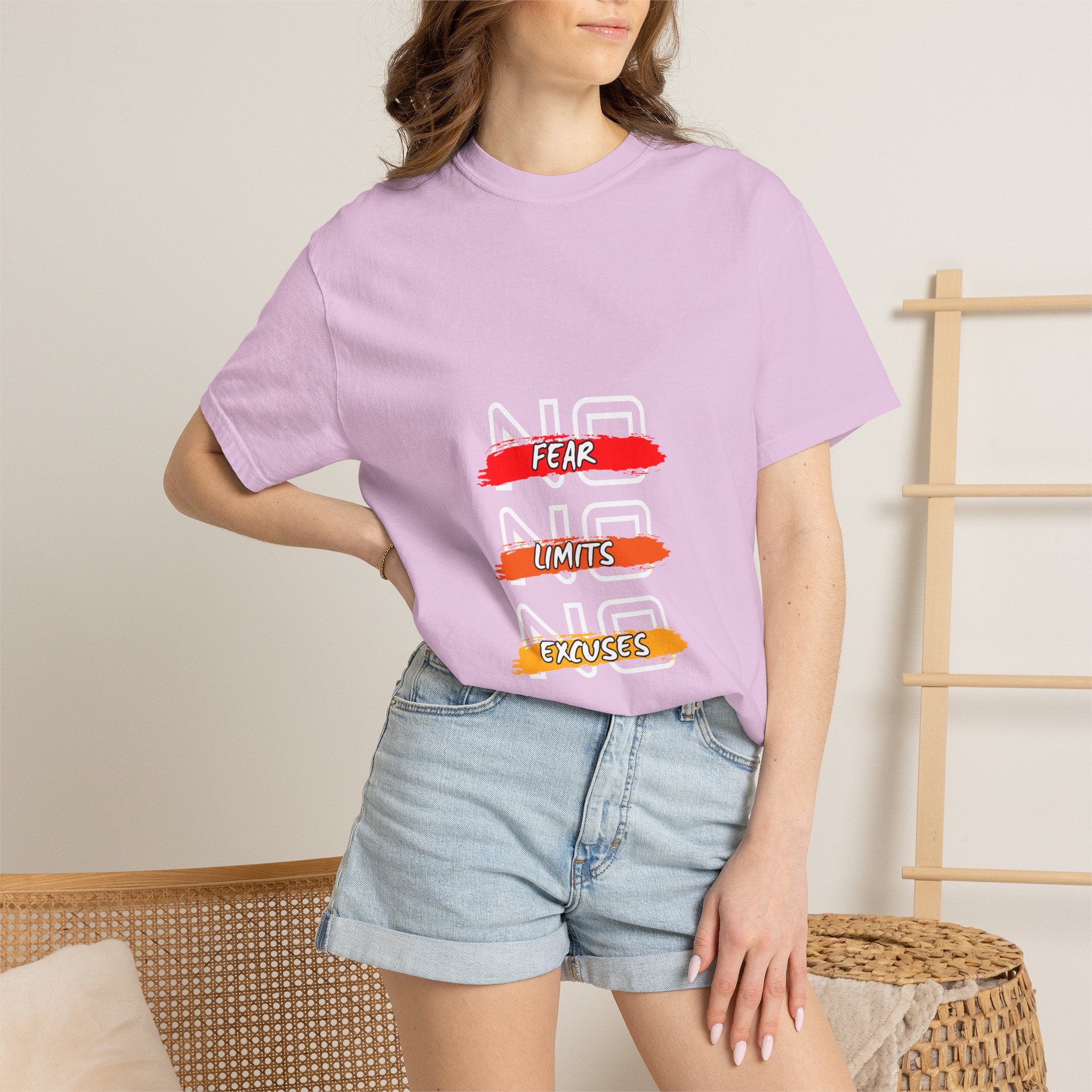 T-Shirt — "No Fear, No Limits, No Excuses" Motivational Graphic Tee