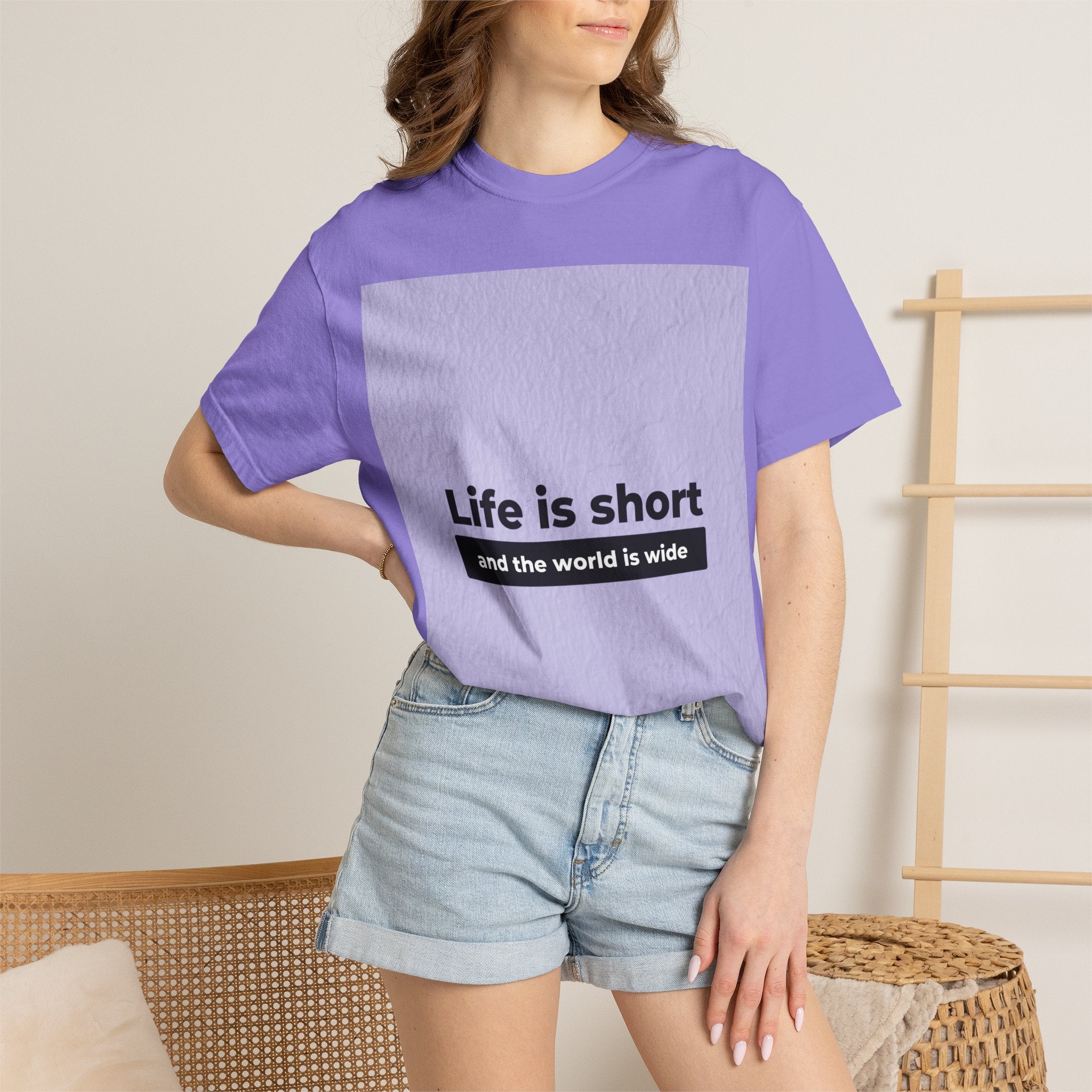Life Is Short Travel T‑Shirt — "Life is short and the world is wide" Adventure Tee