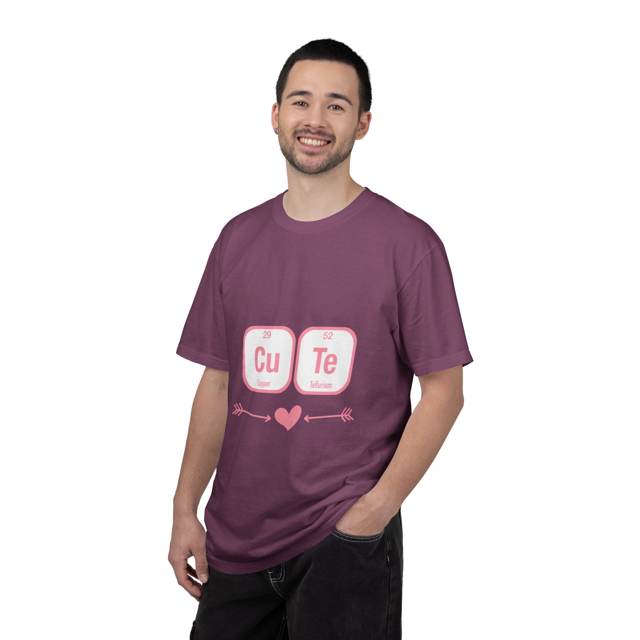 Cute Chemistry Tee — "Cu Te" Element Heart Graphic T-Shirt