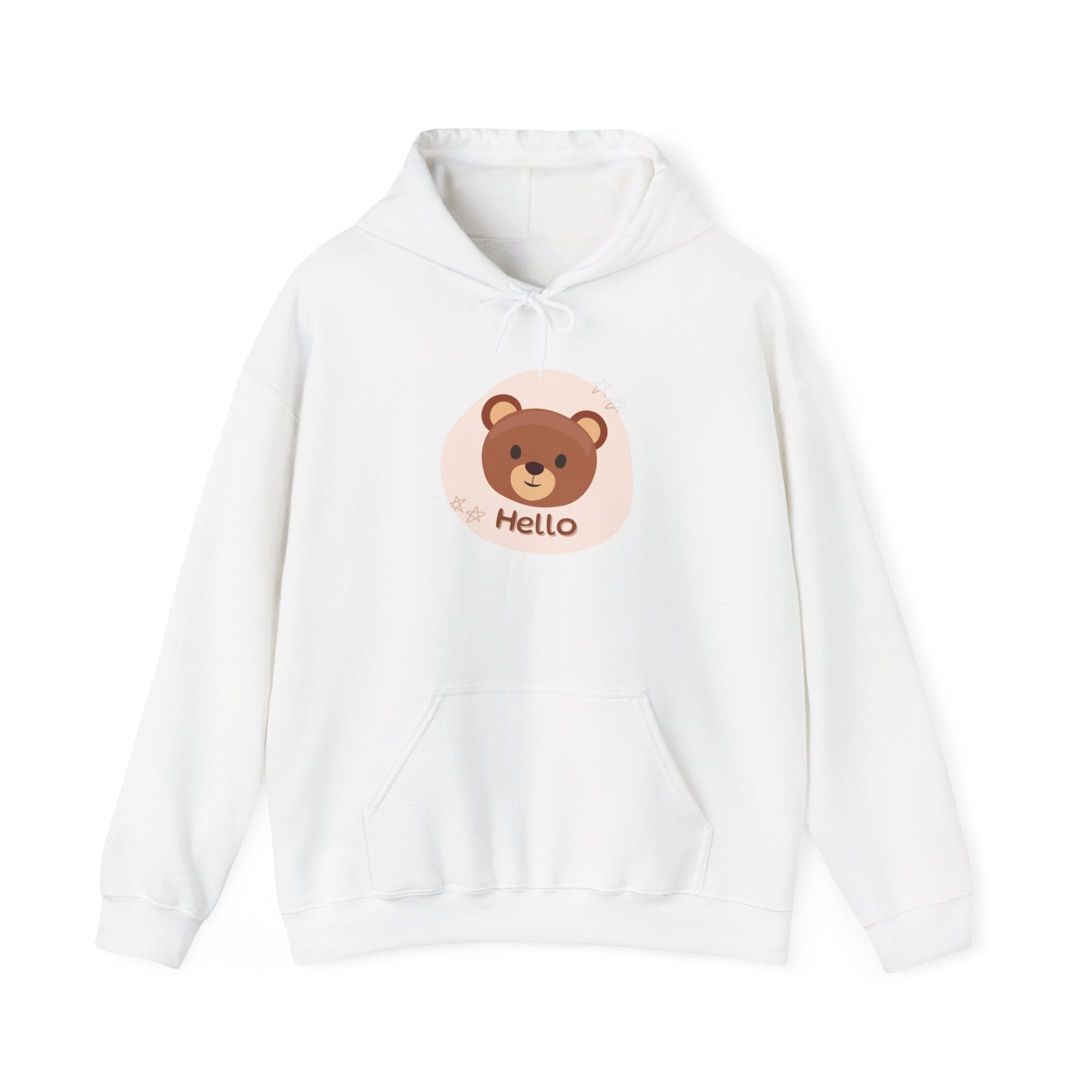 Bear Hello Hoodie - Cute Cartoon Bear Graphic Pullover