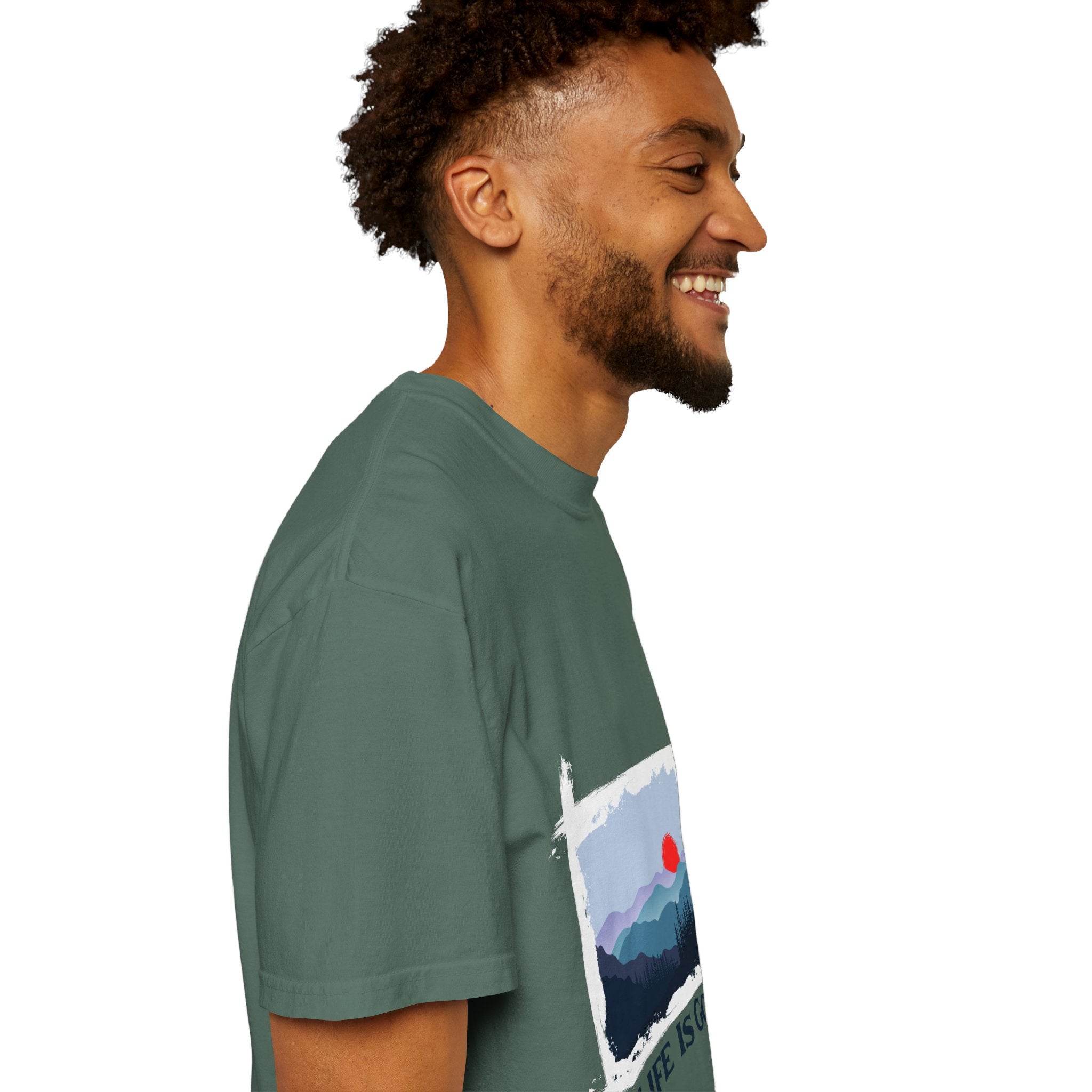 Life Is Good Mountain T-Shirt — Scenic Sunrise Graphic Tee