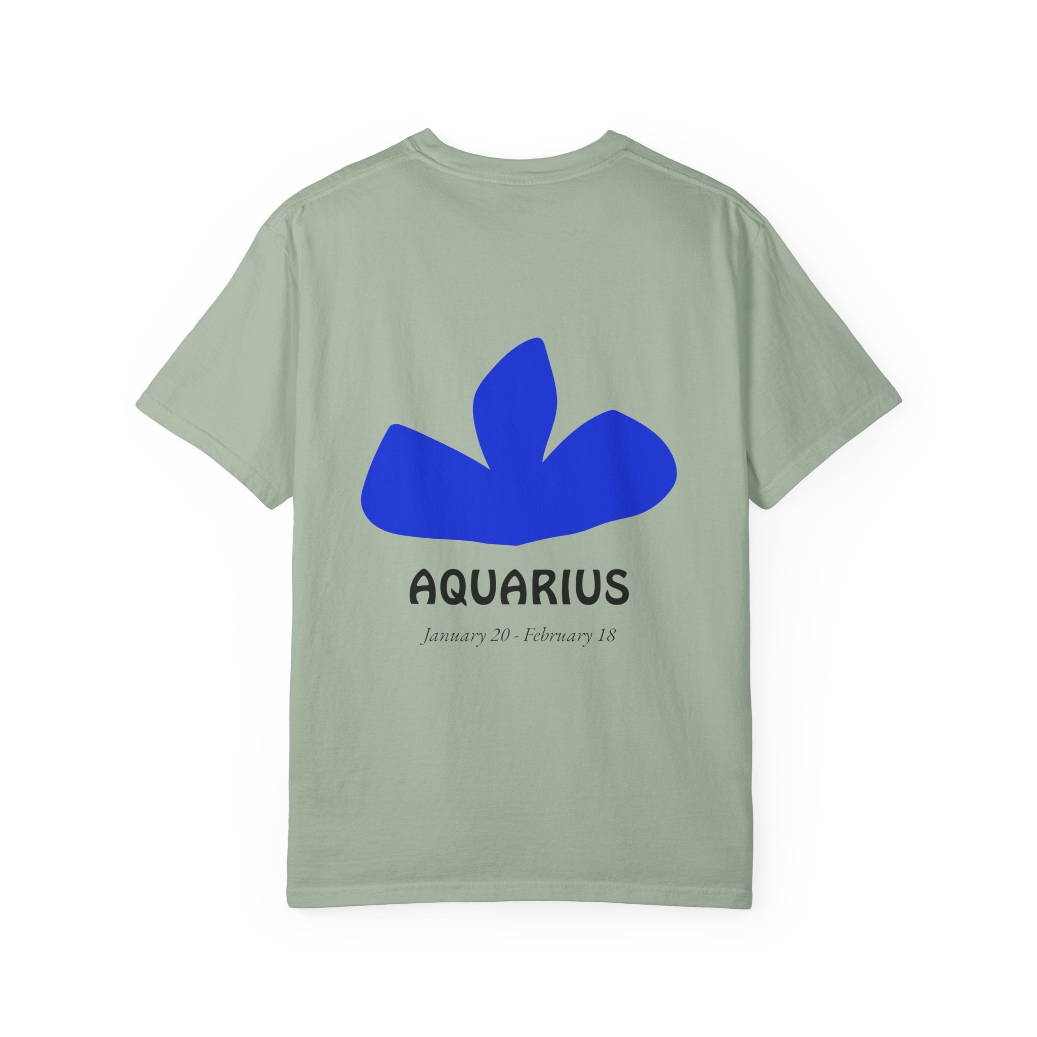 Aquarius Zodiac T-Shirt — Bold Blue Symbol, January 20–February 18 Astrology Tee