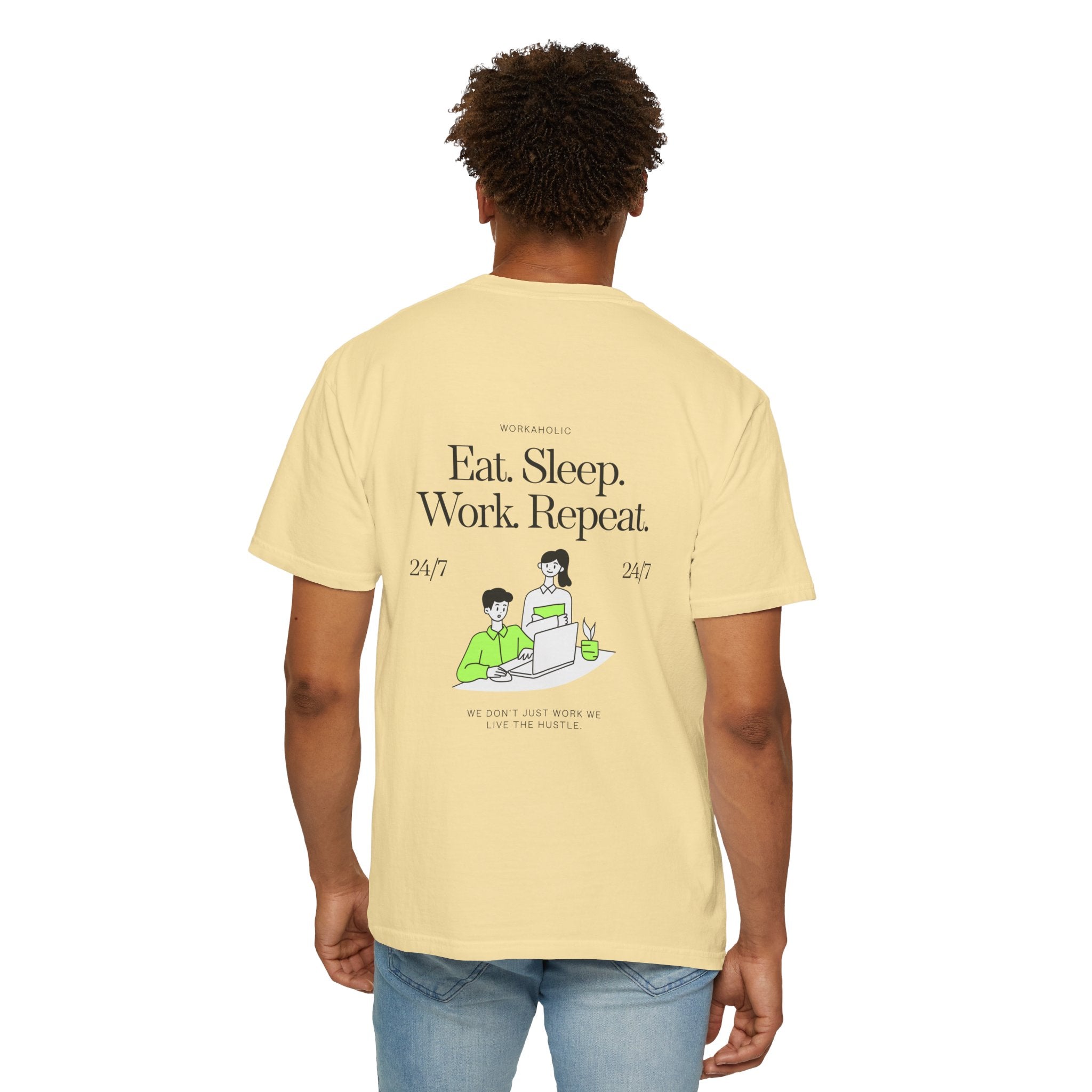 Eat. Sleep. Work. Repeat. Tee — Minimalist Remote Work Graphic T-Shirt