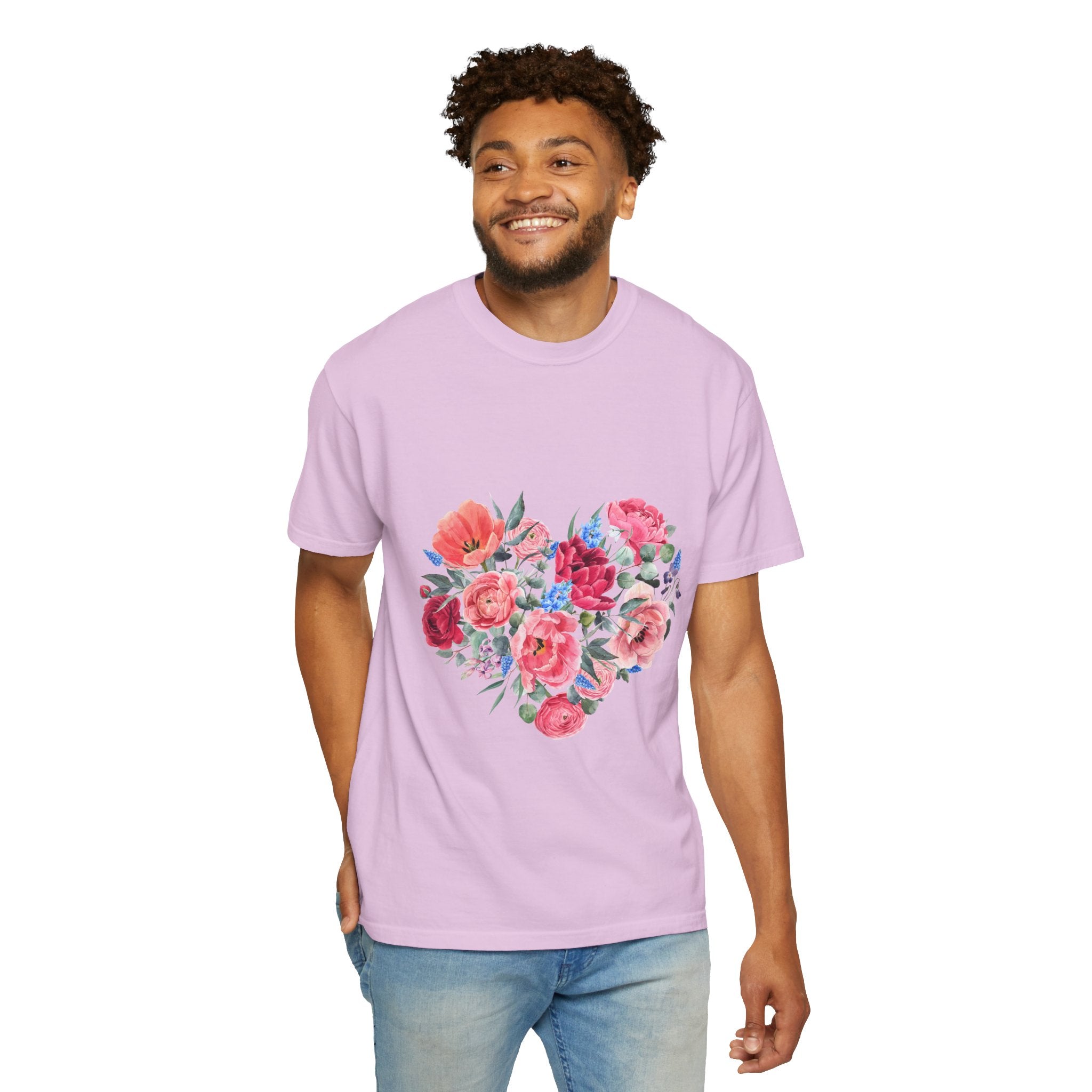 Floral Heart T-Shirt – Watercolor Rose Heart Graphic Tee (Valentine’s Day, Mother's Day)
