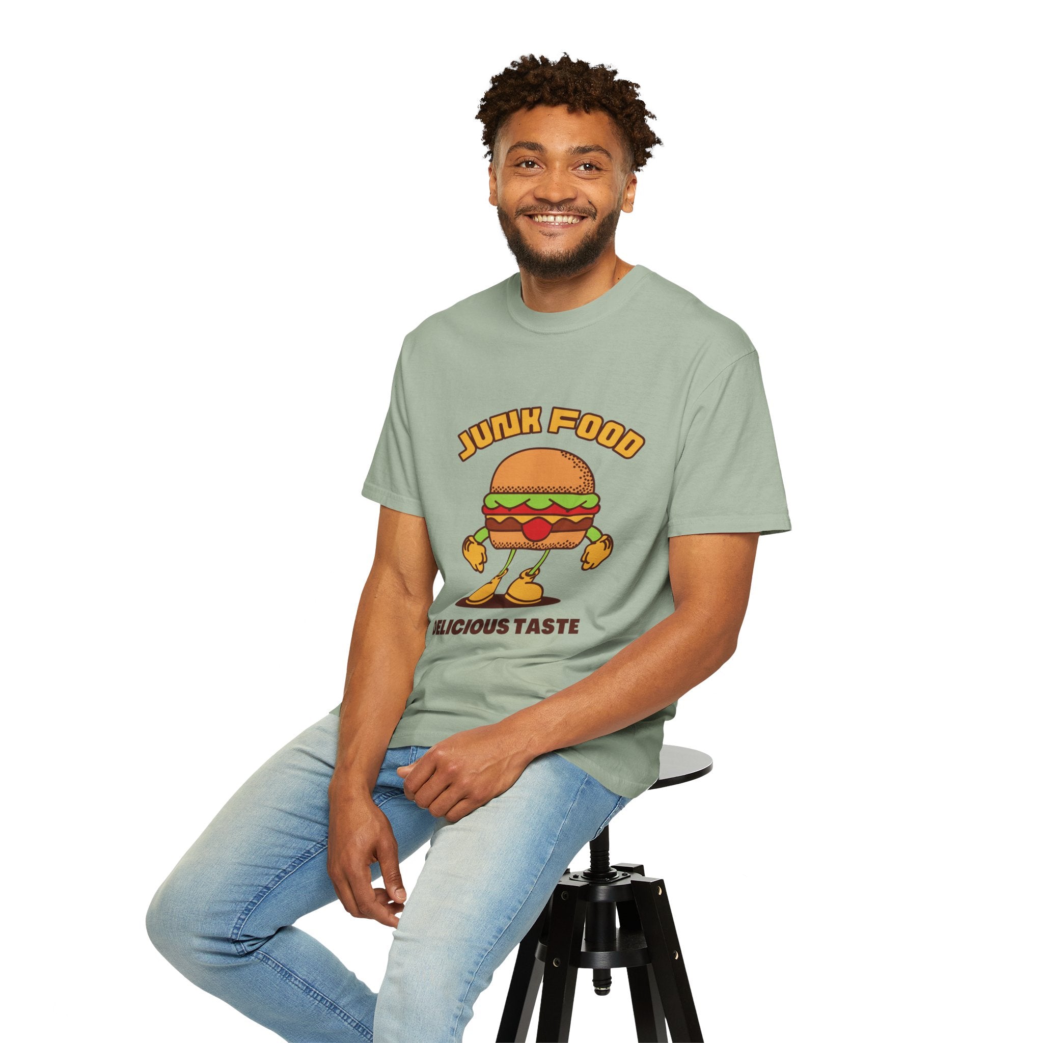 Junk Food Burger T-Shirt — Cute Retro ‘Delicious Taste’ Graphic Tee