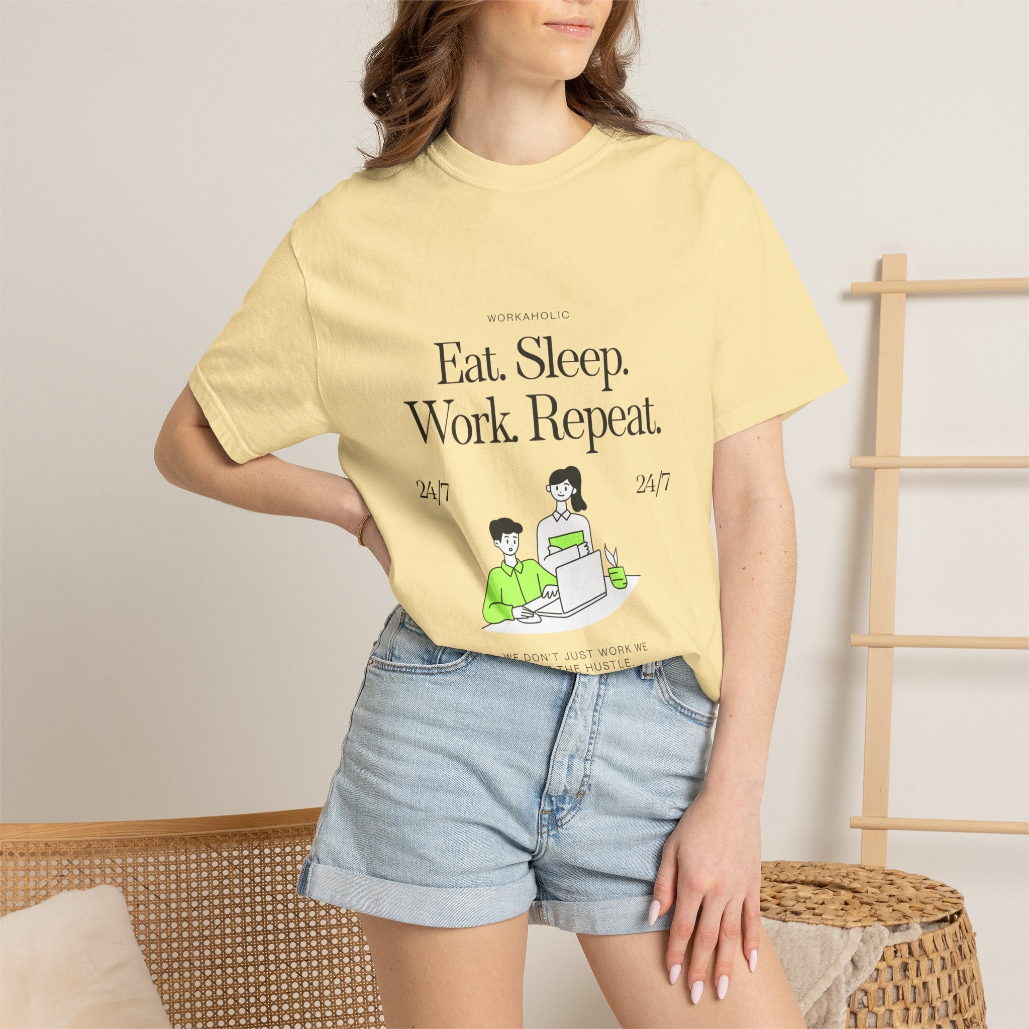 Eat. Sleep. Work. Repeat. Tee — Minimalist Remote Work Graphic T-Shirt