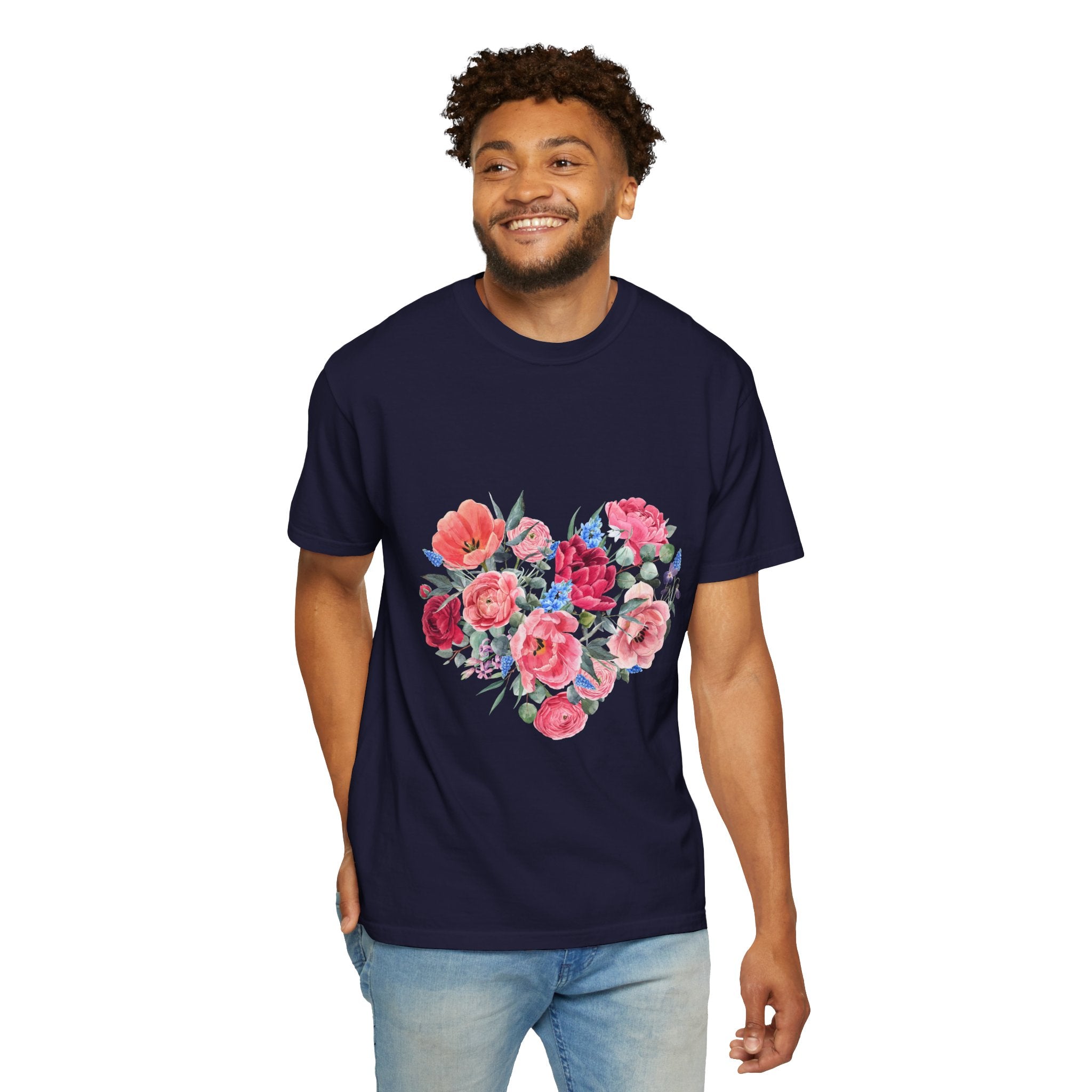 Floral Heart T-Shirt – Watercolor Rose Heart Graphic Tee (Valentine’s Day, Mother's Day)