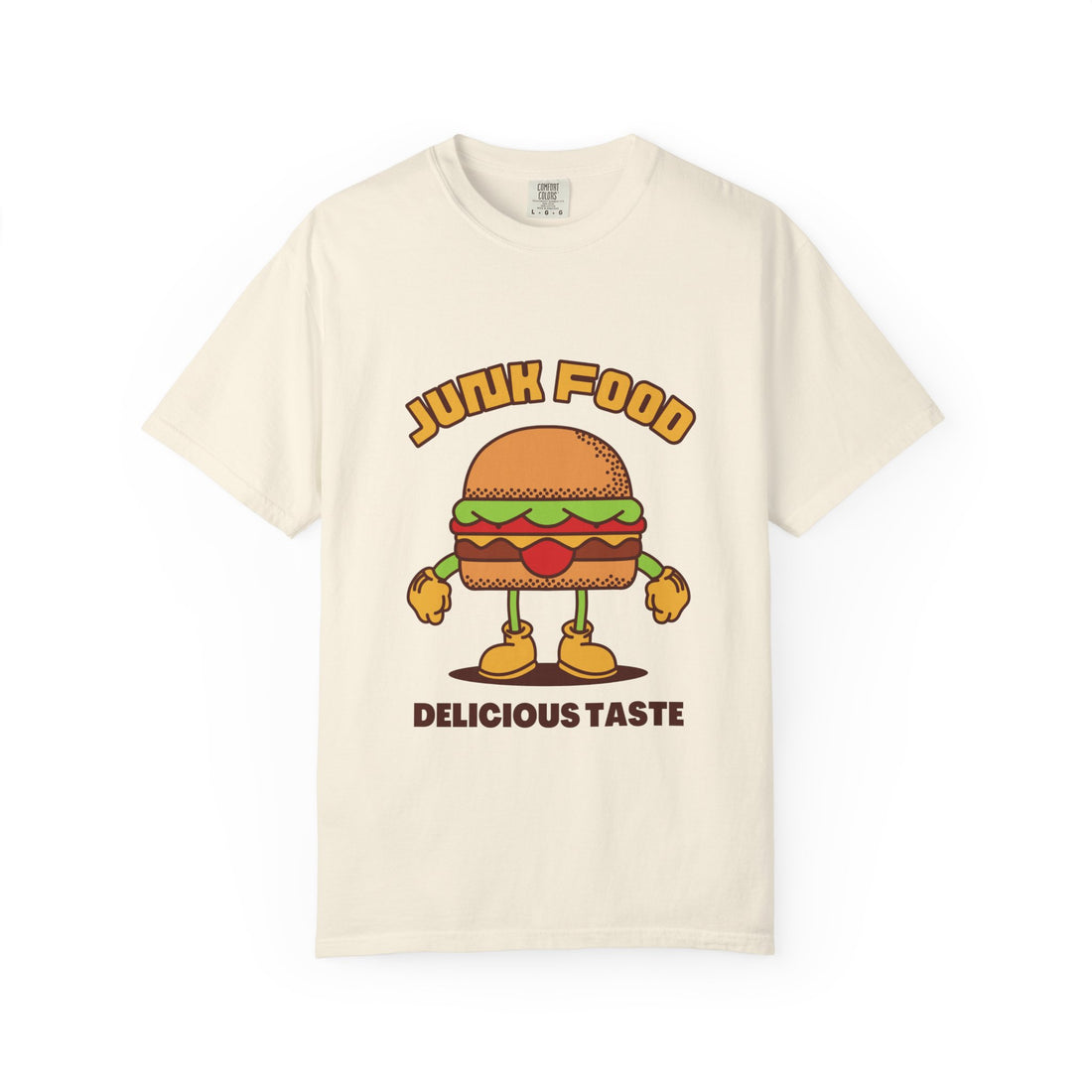 Junk Food Burger T-Shirt — Cute Retro ‘Delicious Taste’ Graphic Tee