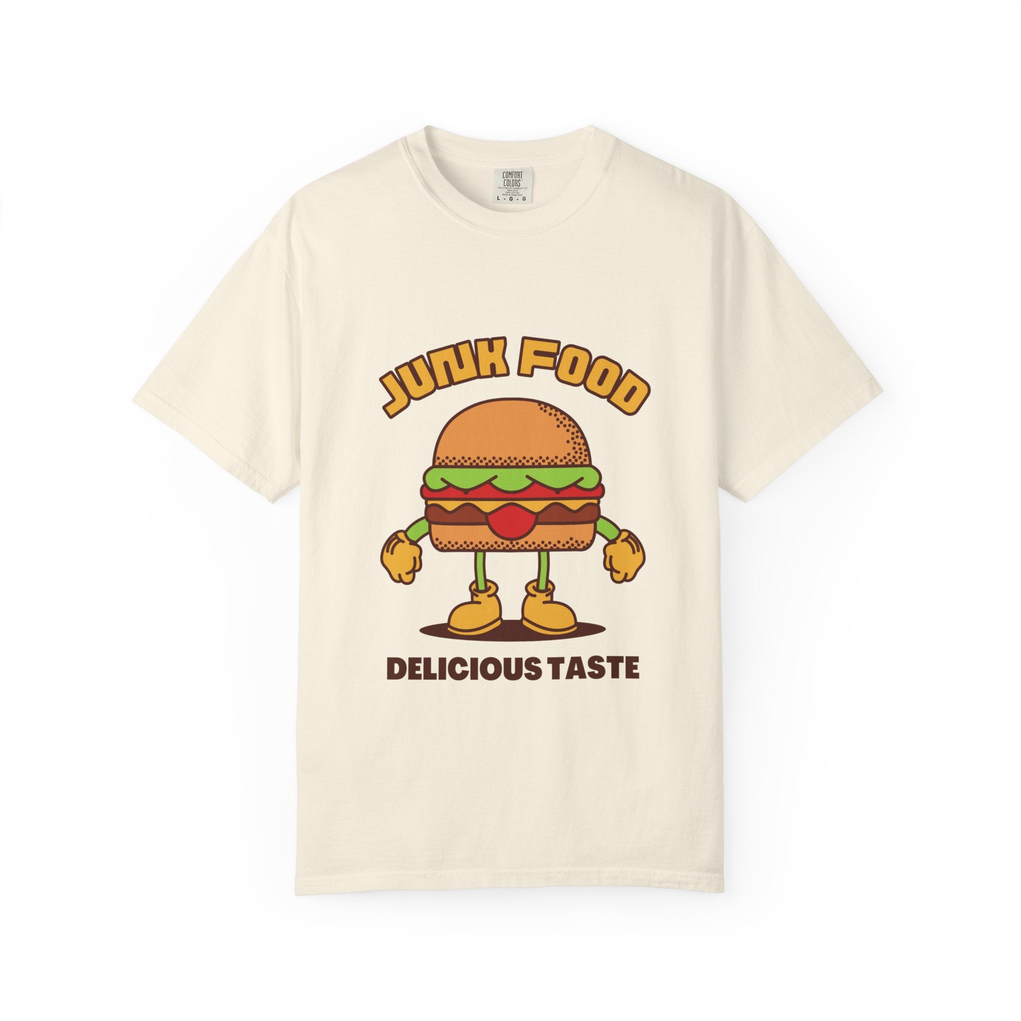 Junk Food Burger T-Shirt — Cute Retro ‘Delicious Taste’ Graphic Tee