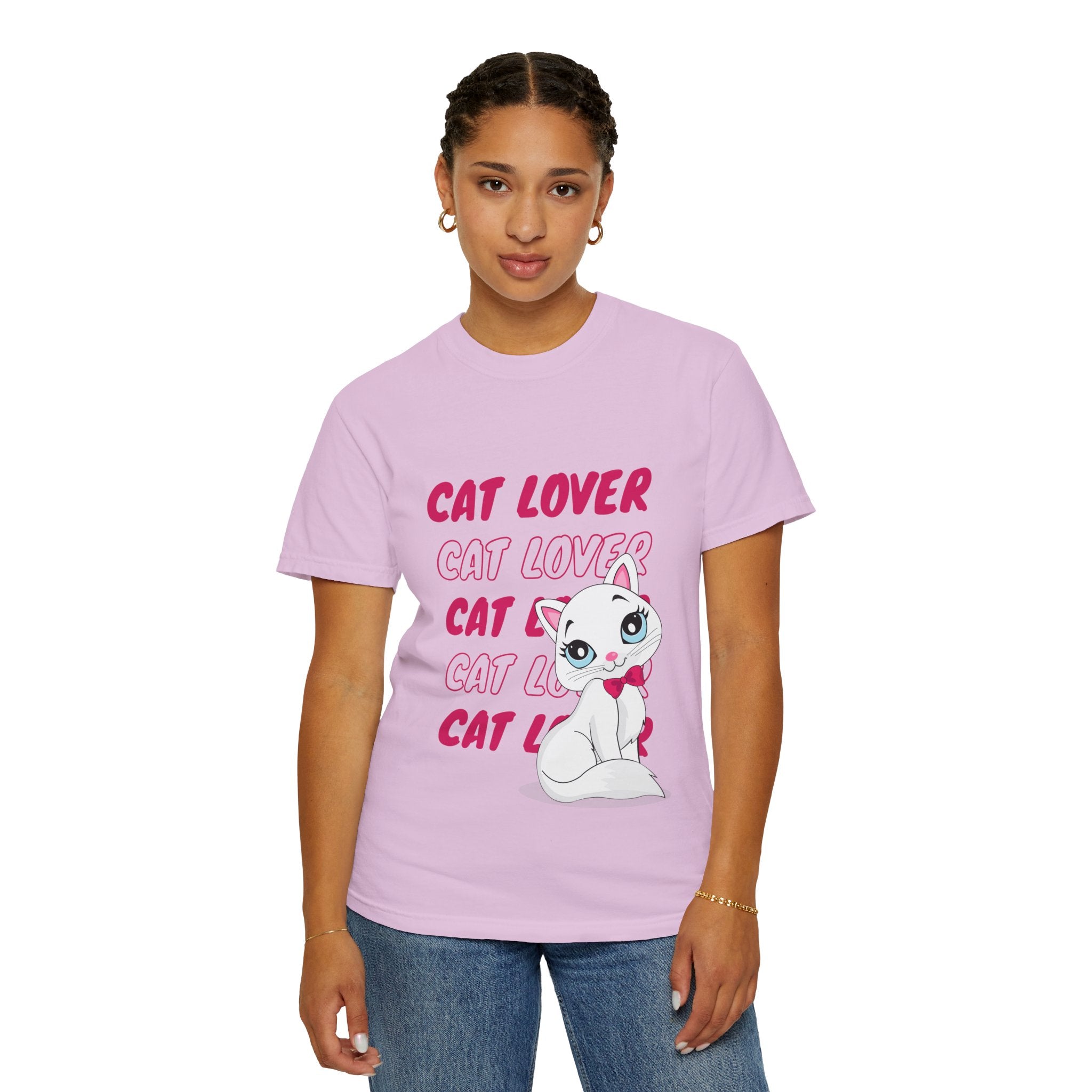 Cat Lover T-Shirt — Cute White Kitten Graphic Tee for Cat Moms & Fans