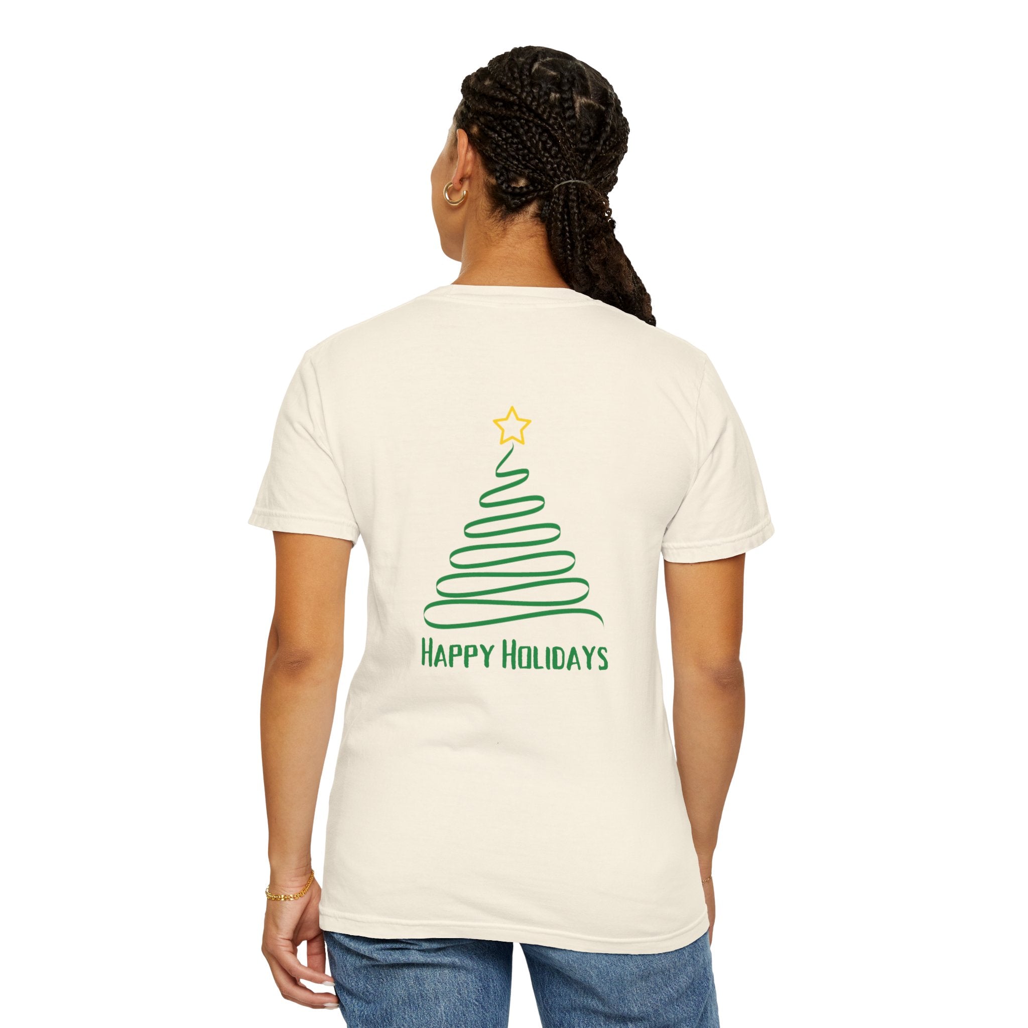 Holiday Spiral Christmas Tree T-Shirt — "Happy Holidays" Minimalist Graphic