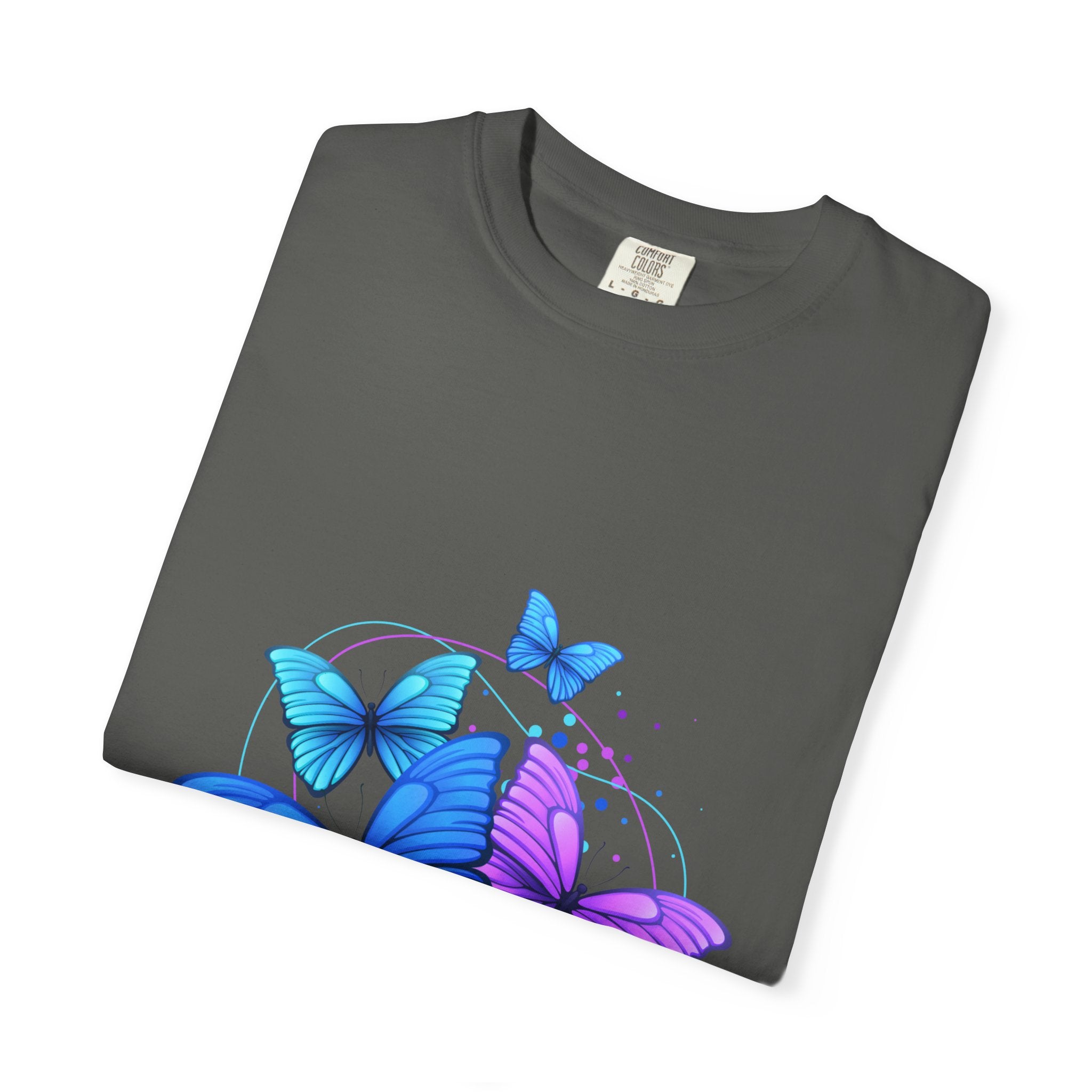 Butterfly Cluster T‑Shirt — Blue & Purple Wings Graphic Tee