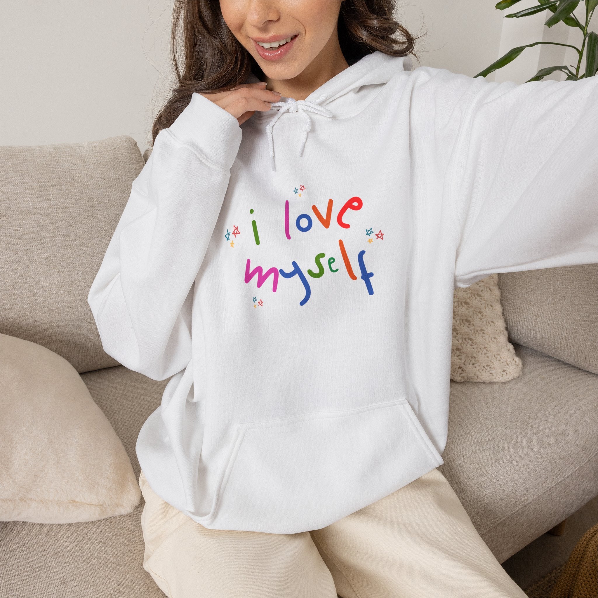 I Love Myself Hoodie — Rainbow Self-Love Graphic Sweatshirt