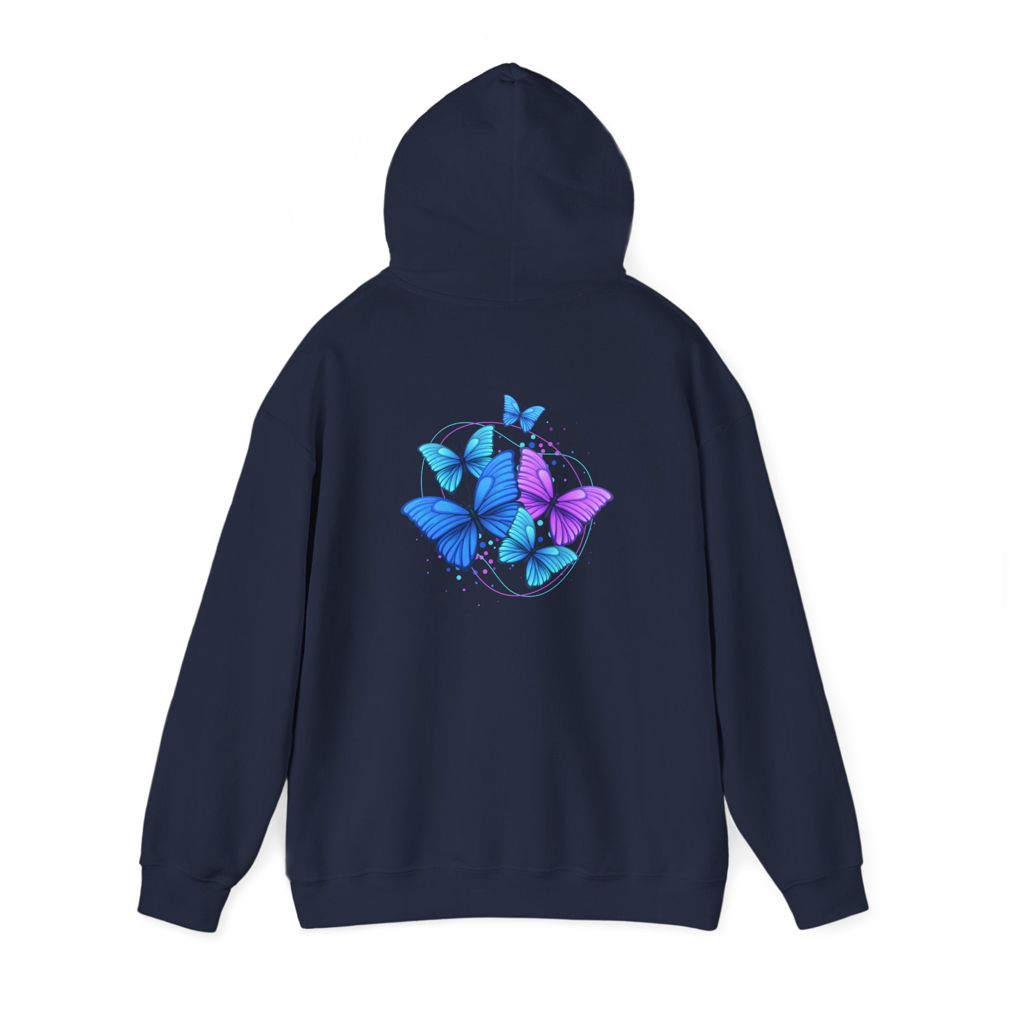 Butterfly Cluster Hoodie – Blue & Purple Butterfly Graphic Sweatshirt