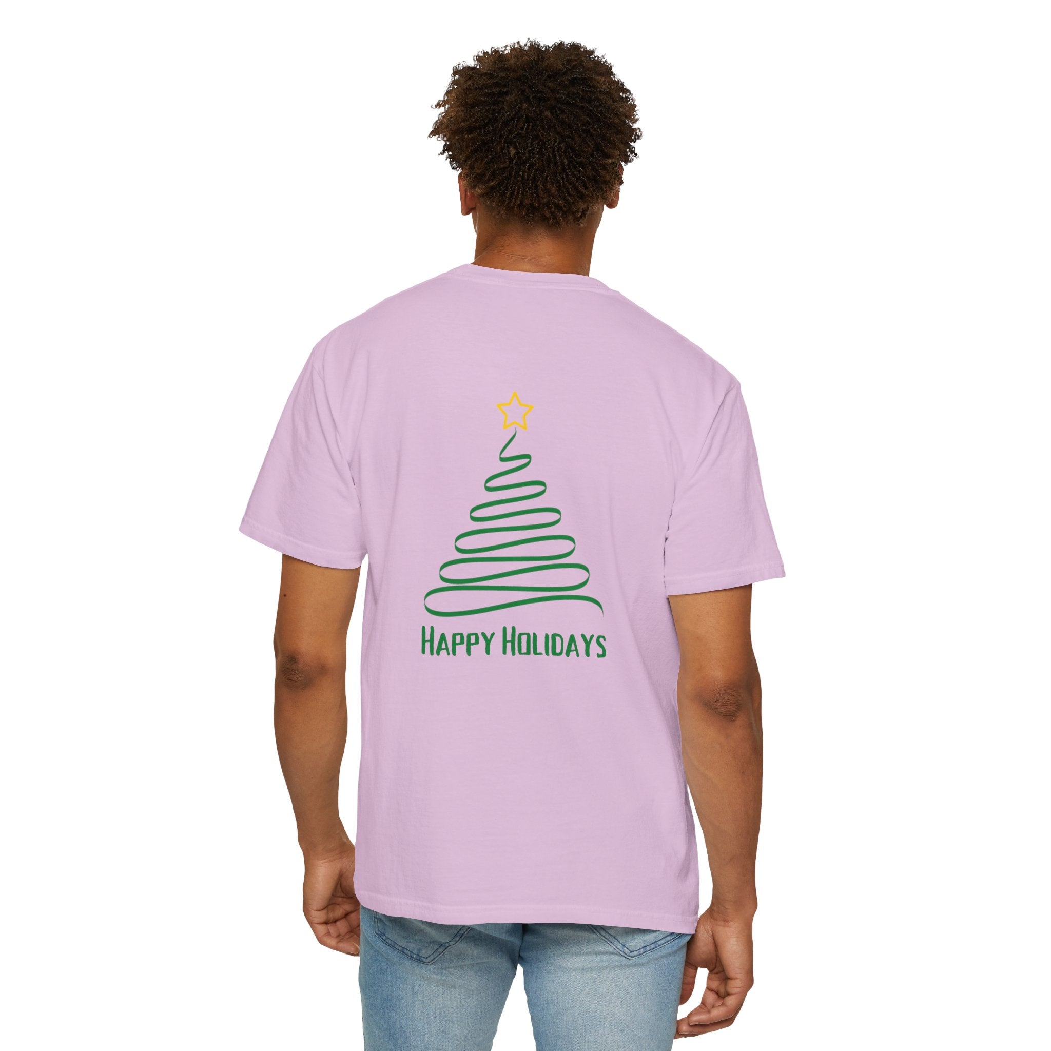 Holiday Spiral Christmas Tree T-Shirt — "Happy Holidays" Minimalist Graphic