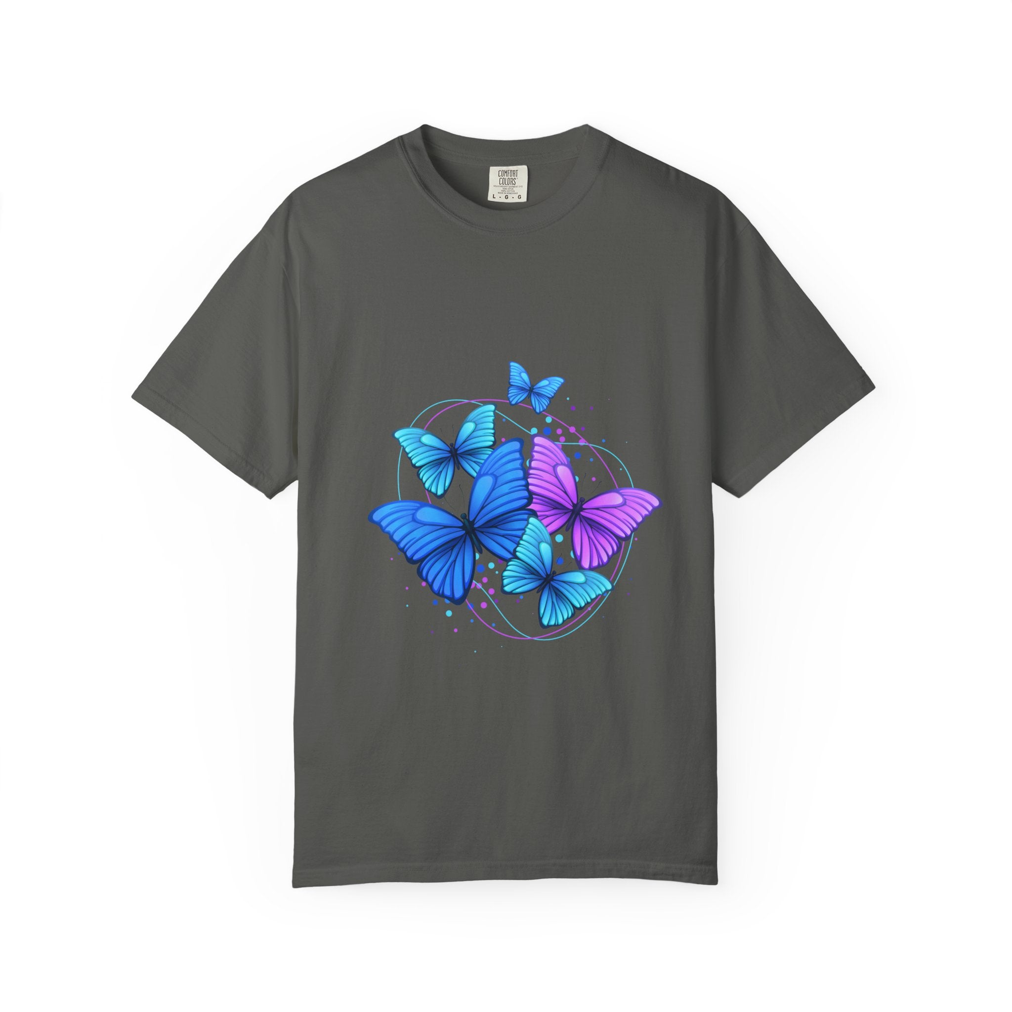 Butterfly Cluster T‑Shirt — Blue & Purple Wings Graphic Tee