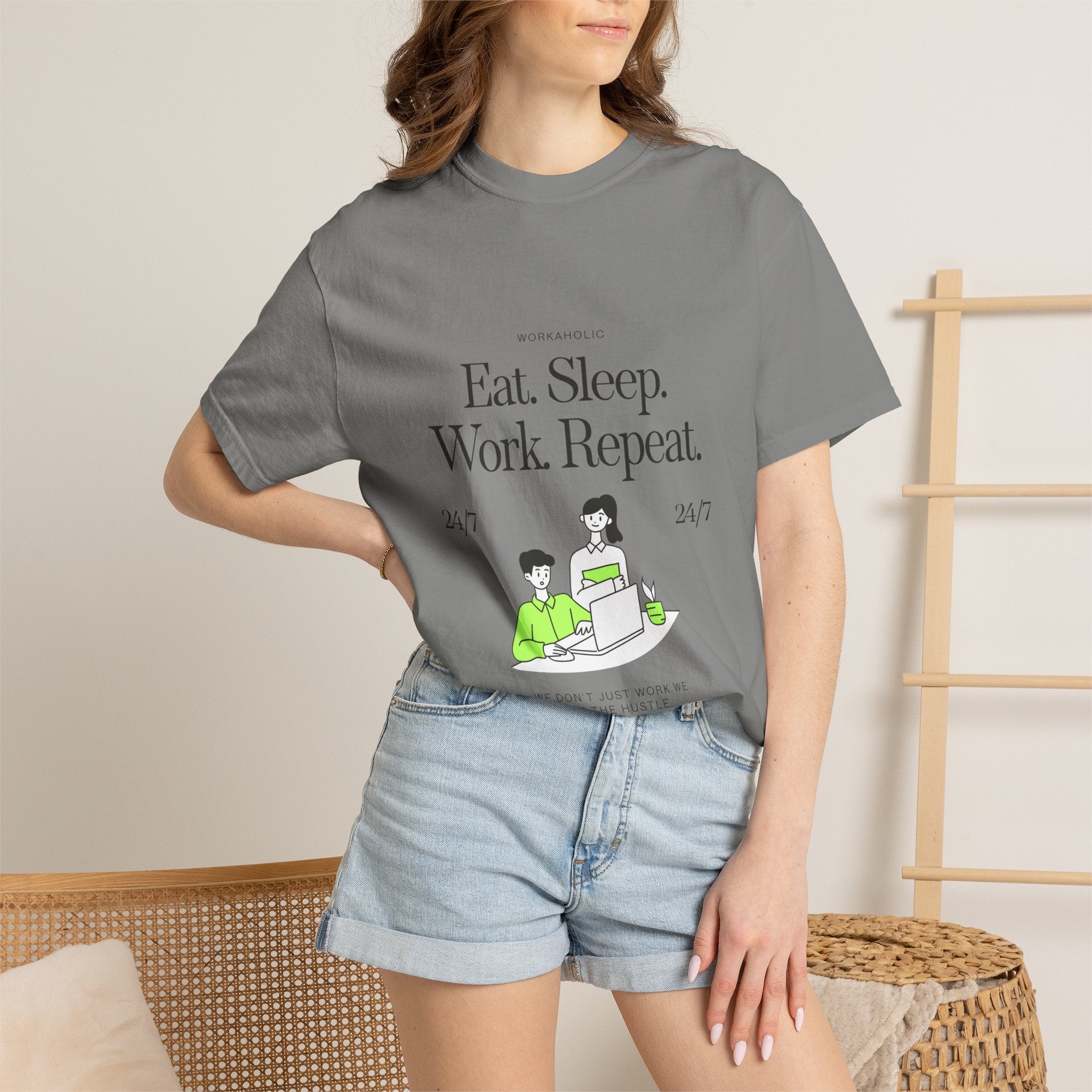 Eat. Sleep. Work. Repeat. Tee — Minimalist Remote Work Graphic T-Shirt