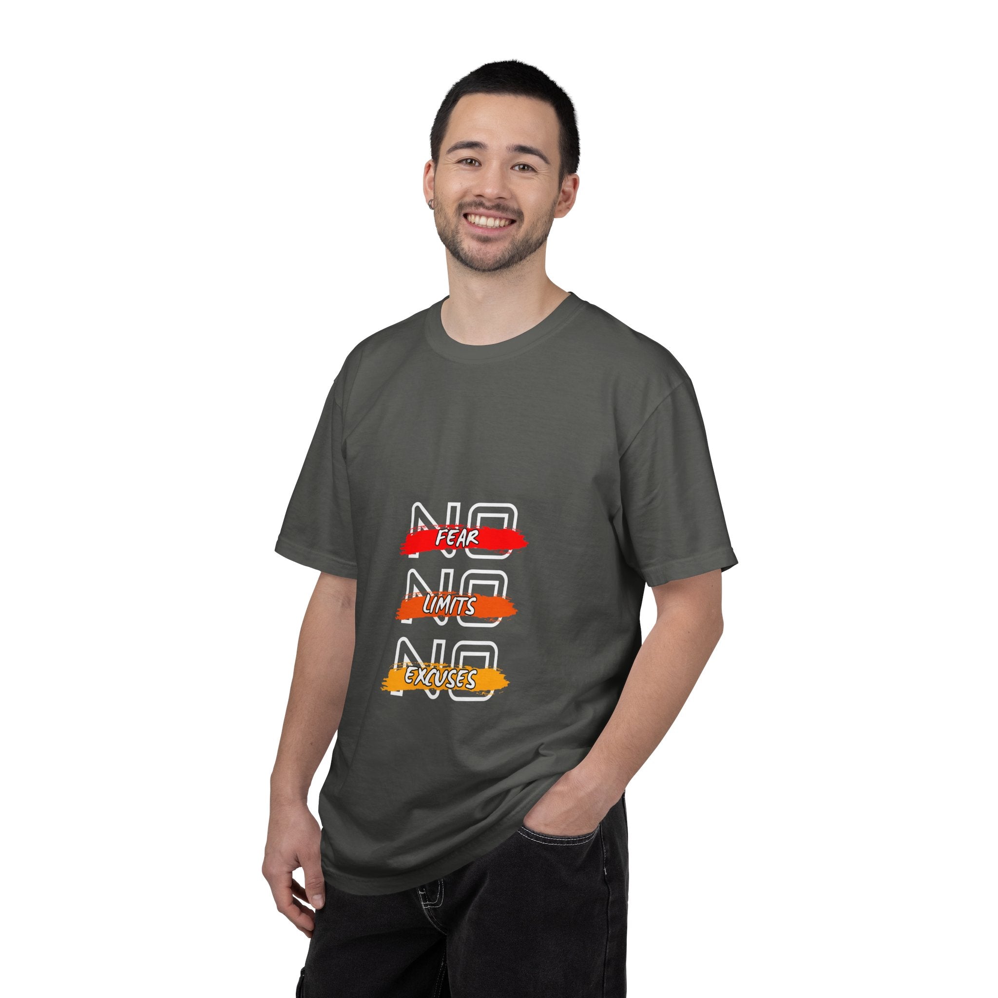 T-Shirt — "No Fear, No Limits, No Excuses" Motivational Graphic Tee