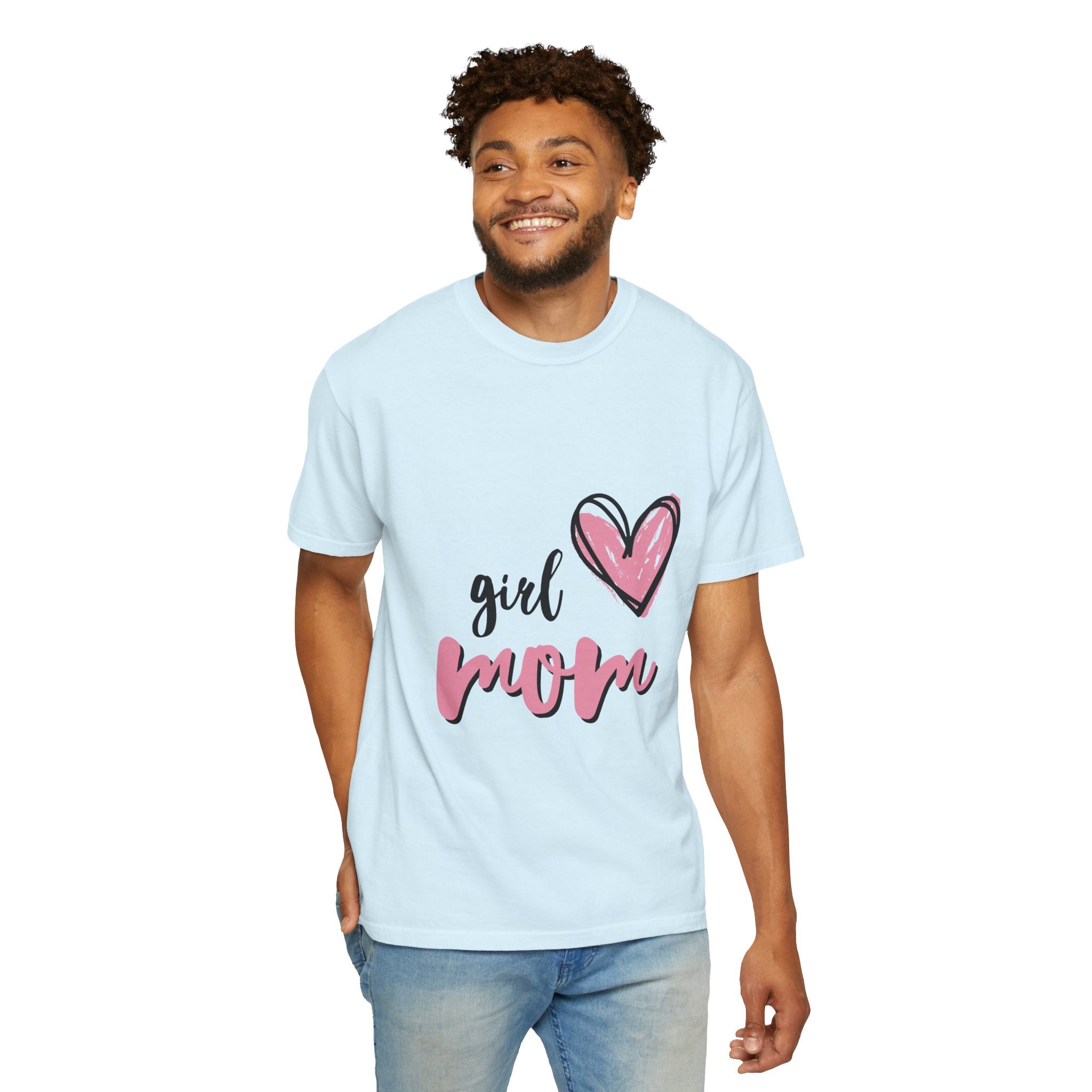 Girl Mom T-Shirt — Pink Heart Mom Shirt for New & Proud Mothers