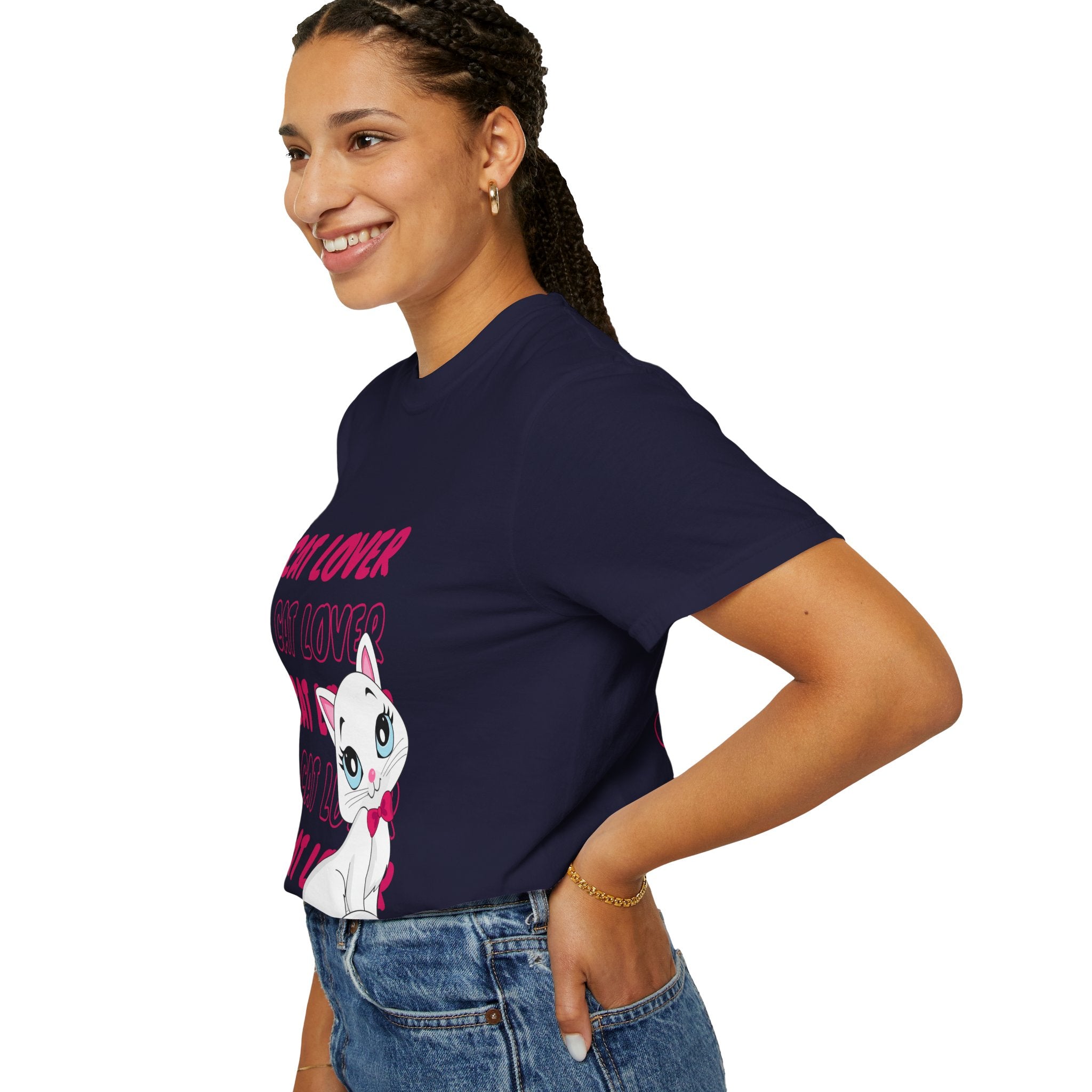 Cat Lover T-Shirt — Cute White Kitten Graphic Tee for Cat Moms & Fans