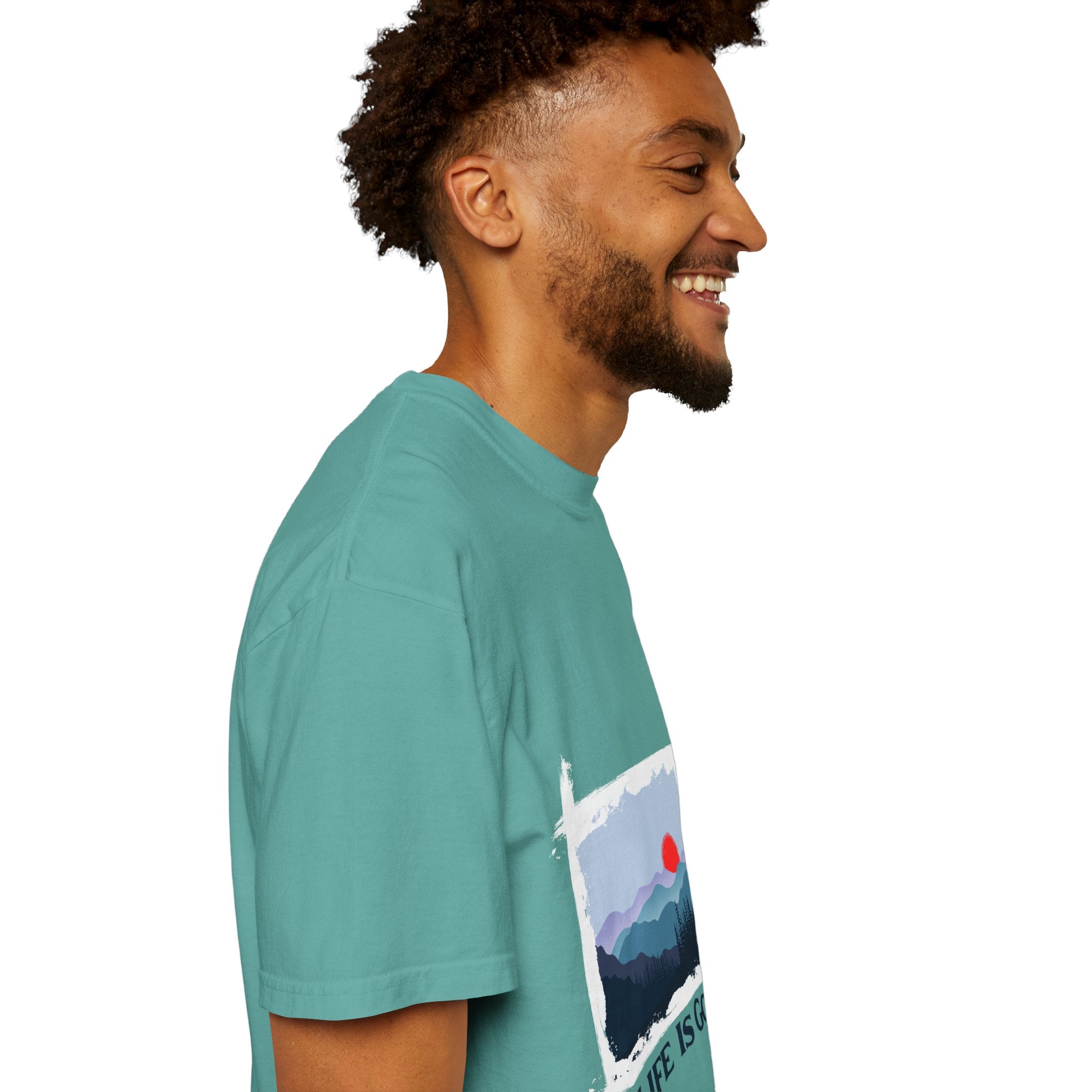 Life Is Good Mountain T-Shirt — Scenic Sunrise Graphic Tee