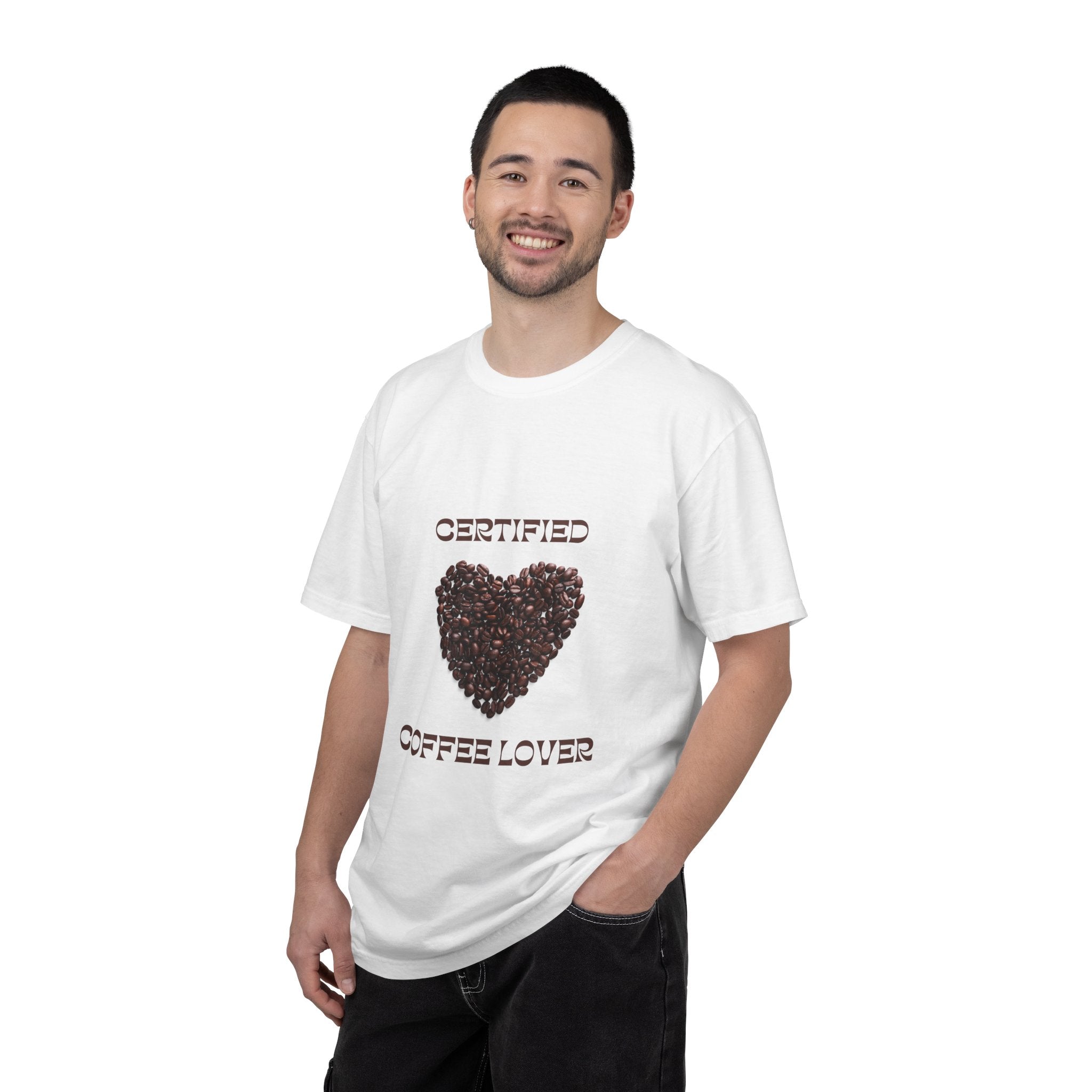 T-Shirt — "Certified Coffee Lover" Heart of Coffee Beans