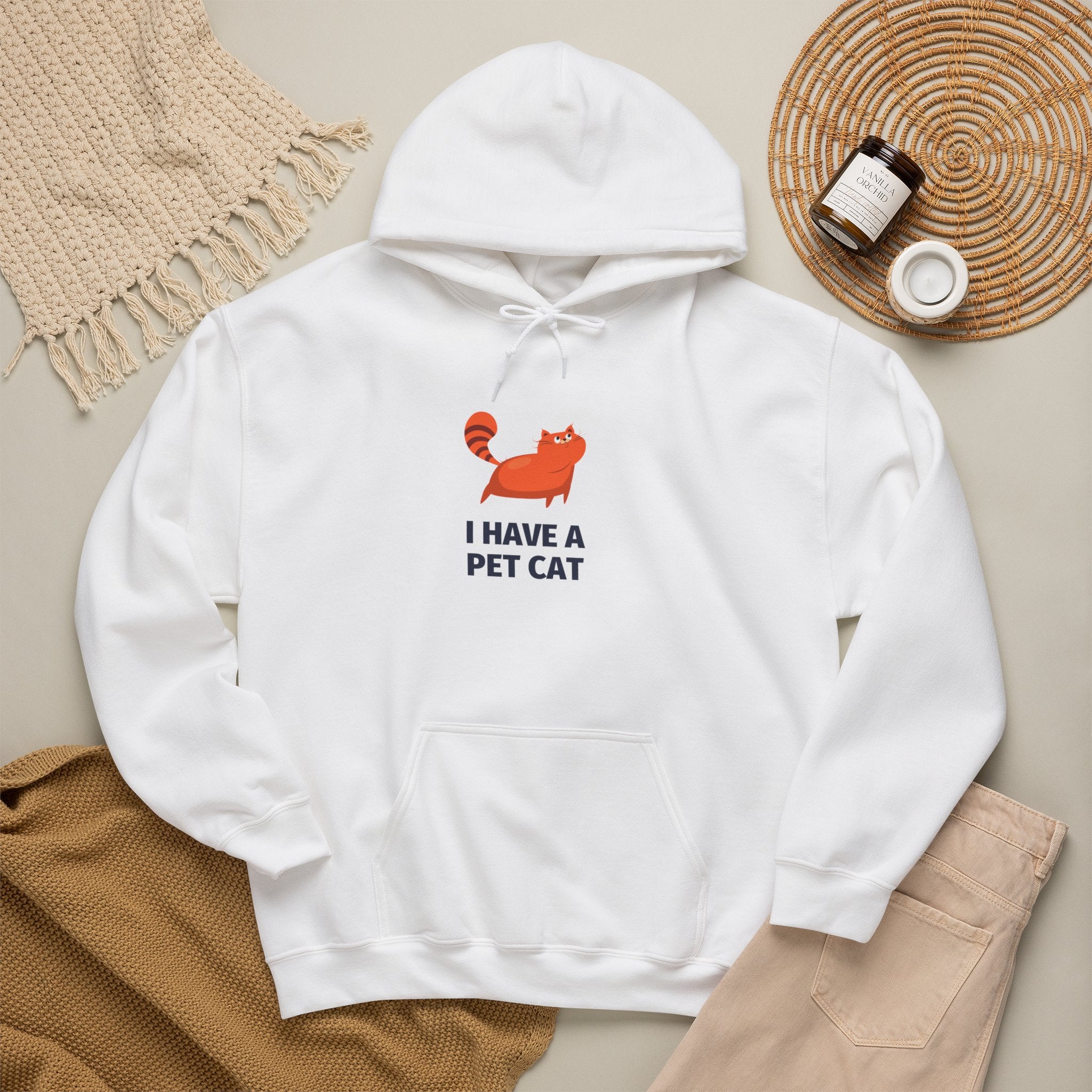 Cat Lover Hoodie – “I Have a Pet Cat” Cute Orange Cat Graphic