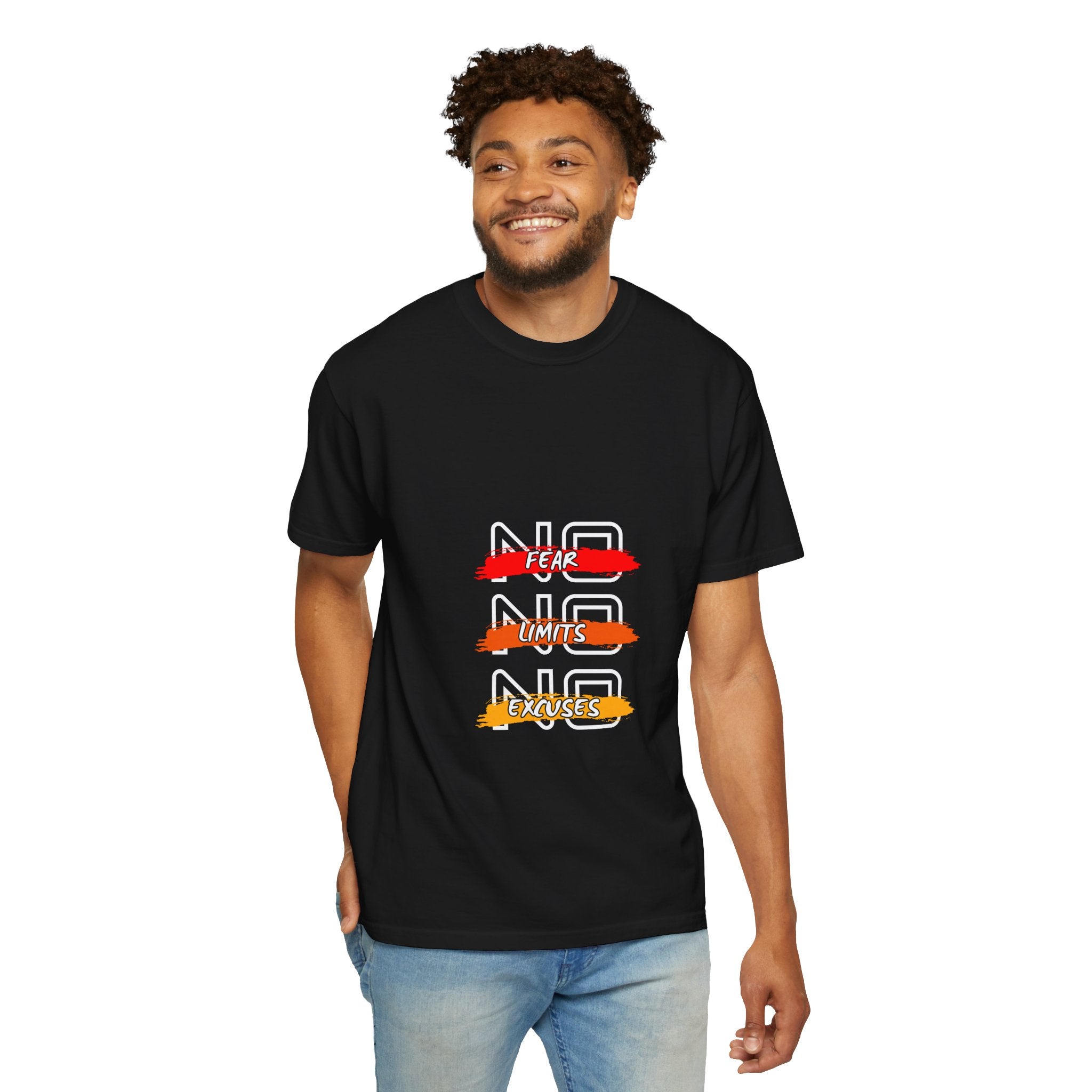 T-Shirt — "No Fear, No Limits, No Excuses" Motivational Graphic Tee
