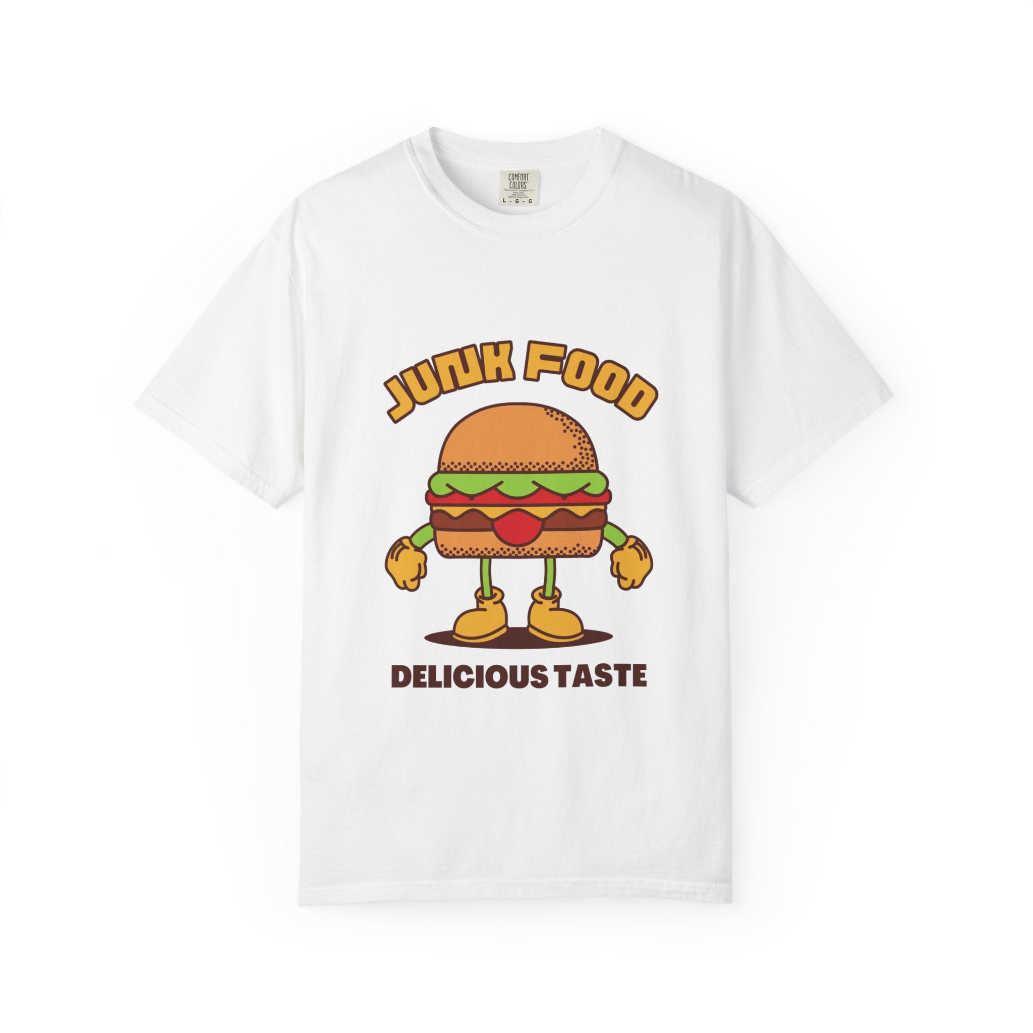 Junk Food Burger T-Shirt — Cute Retro ‘Delicious Taste’ Graphic Tee