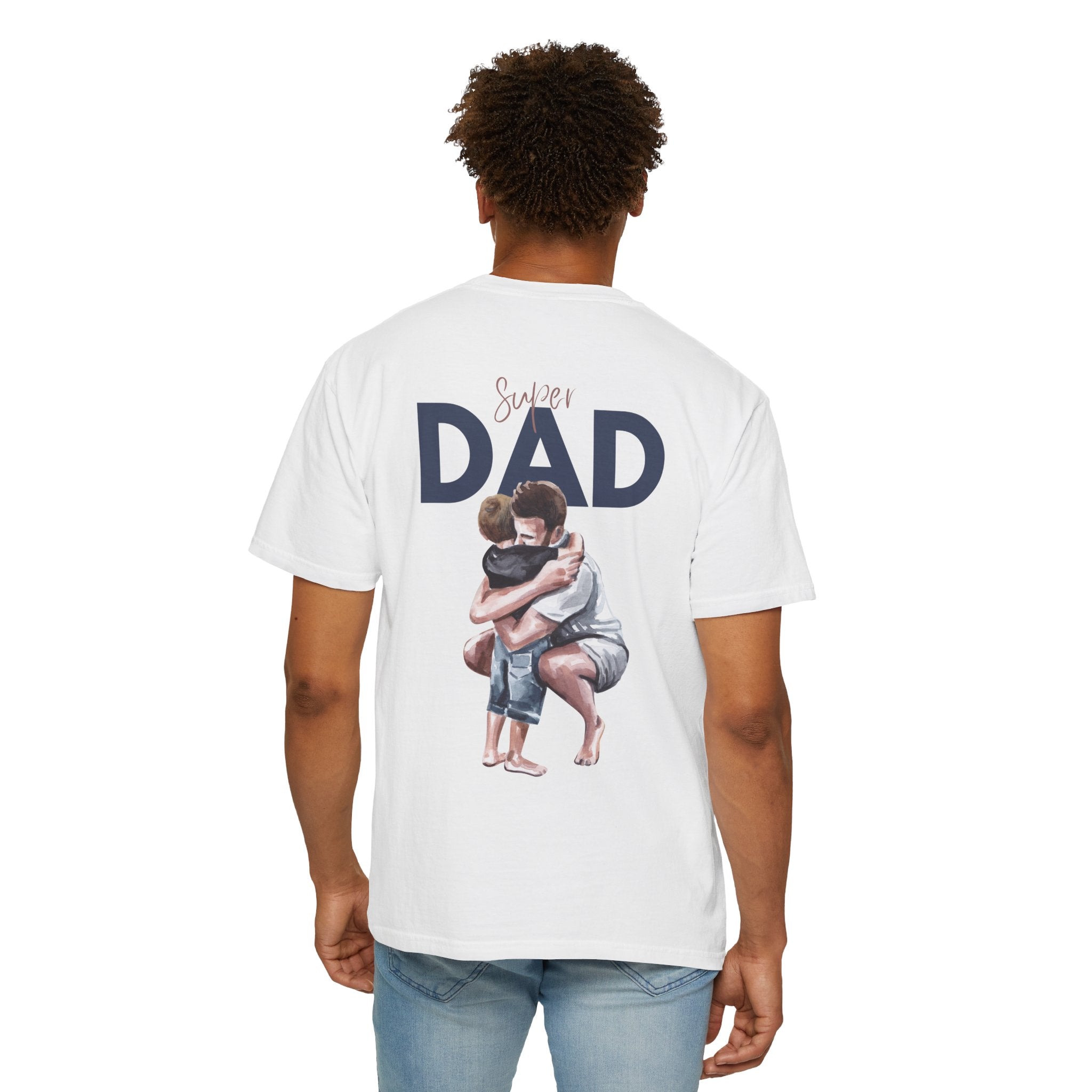 Father & Son Hug T-Shirt — Super Dad Graphic Tee for Father's Day