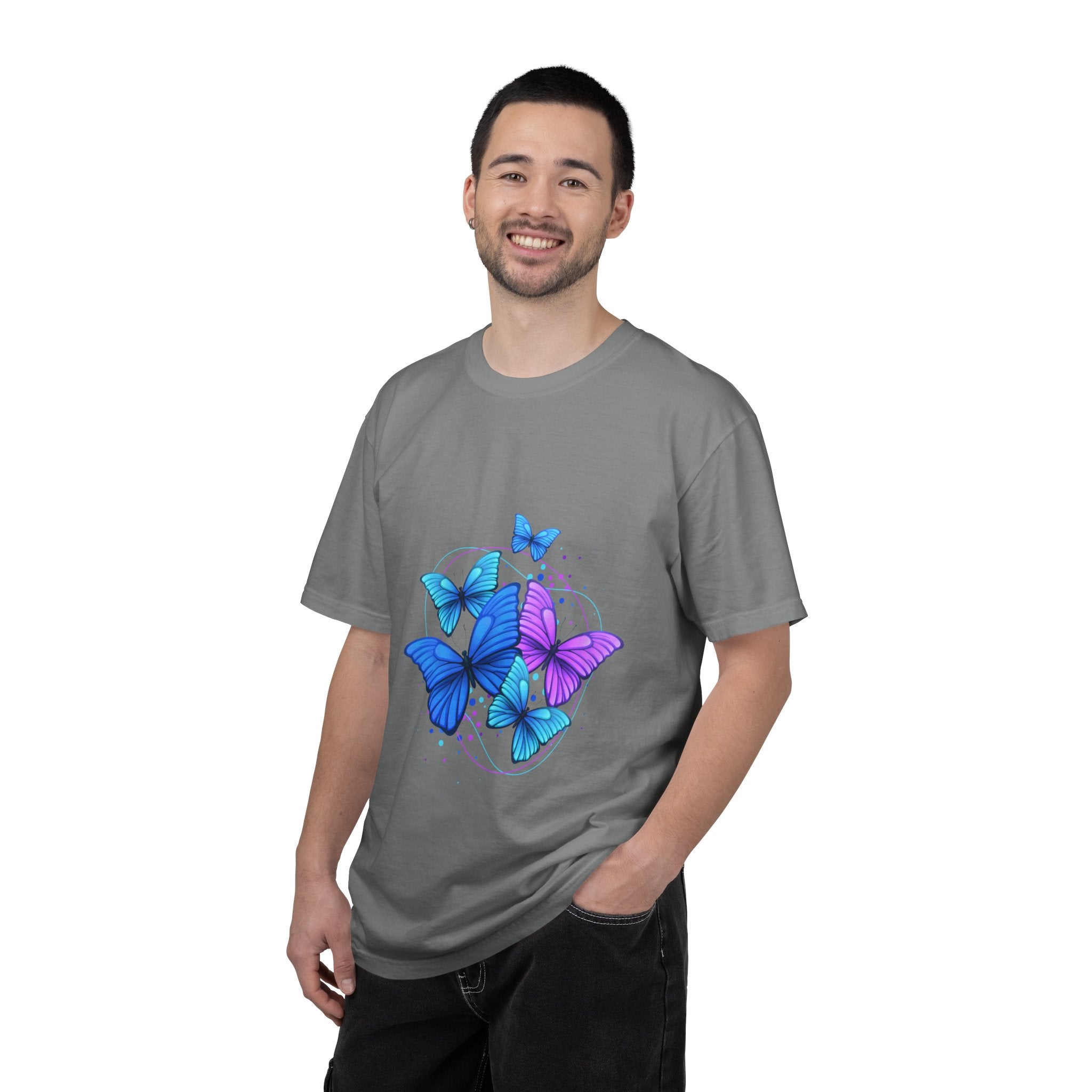 Butterfly Cluster T‑Shirt — Blue & Purple Wings Graphic Tee