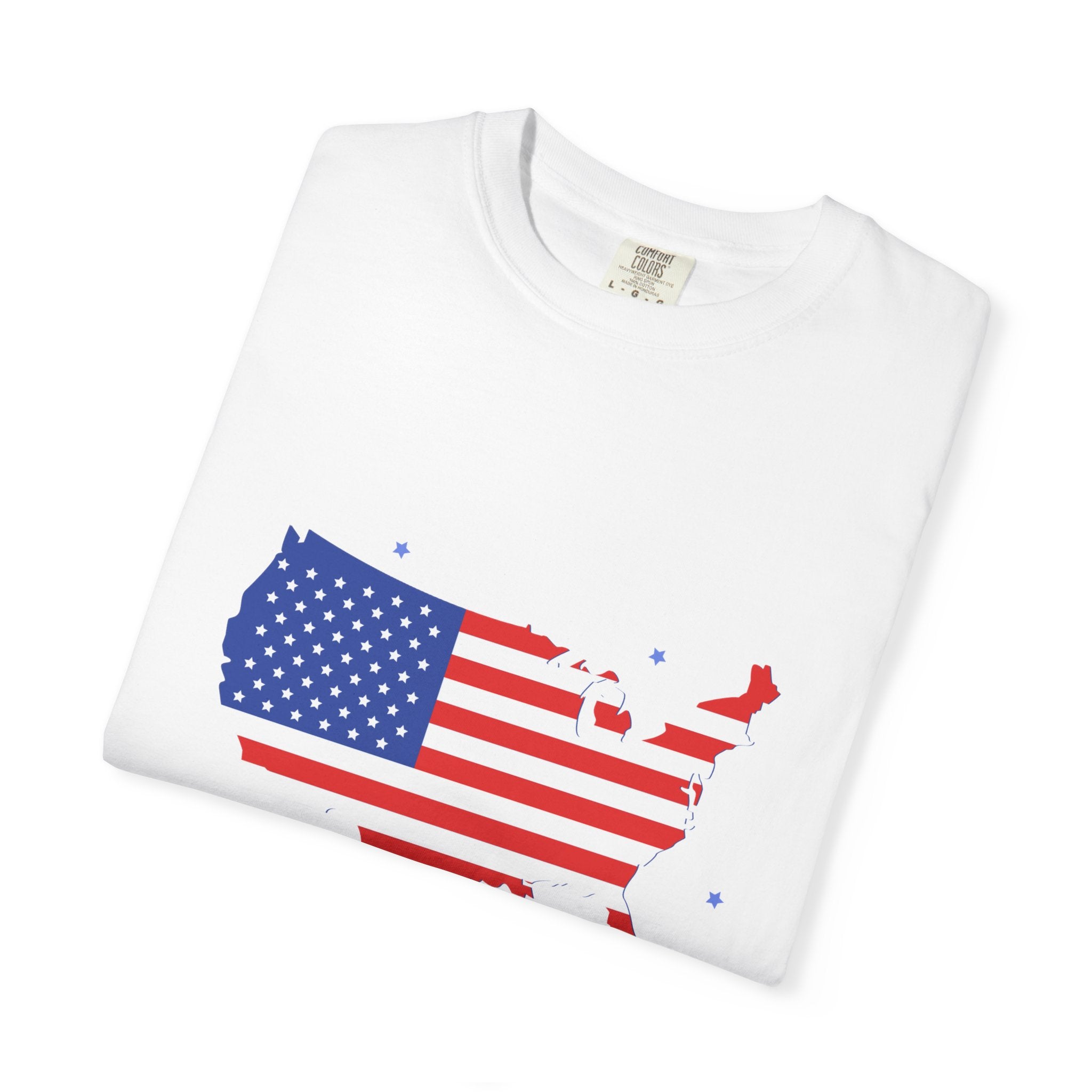 United States Flag Map T-Shirt — Patriotic USA Graphic Tee for 4th of July