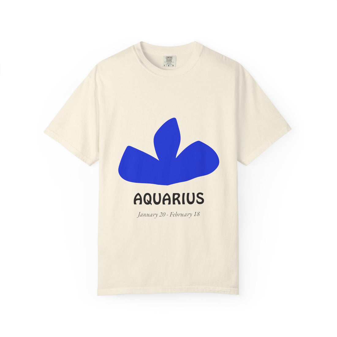 Aquarius Zodiac T-Shirt — Bold Blue Symbol, January 20–February 18 Astrology Tee