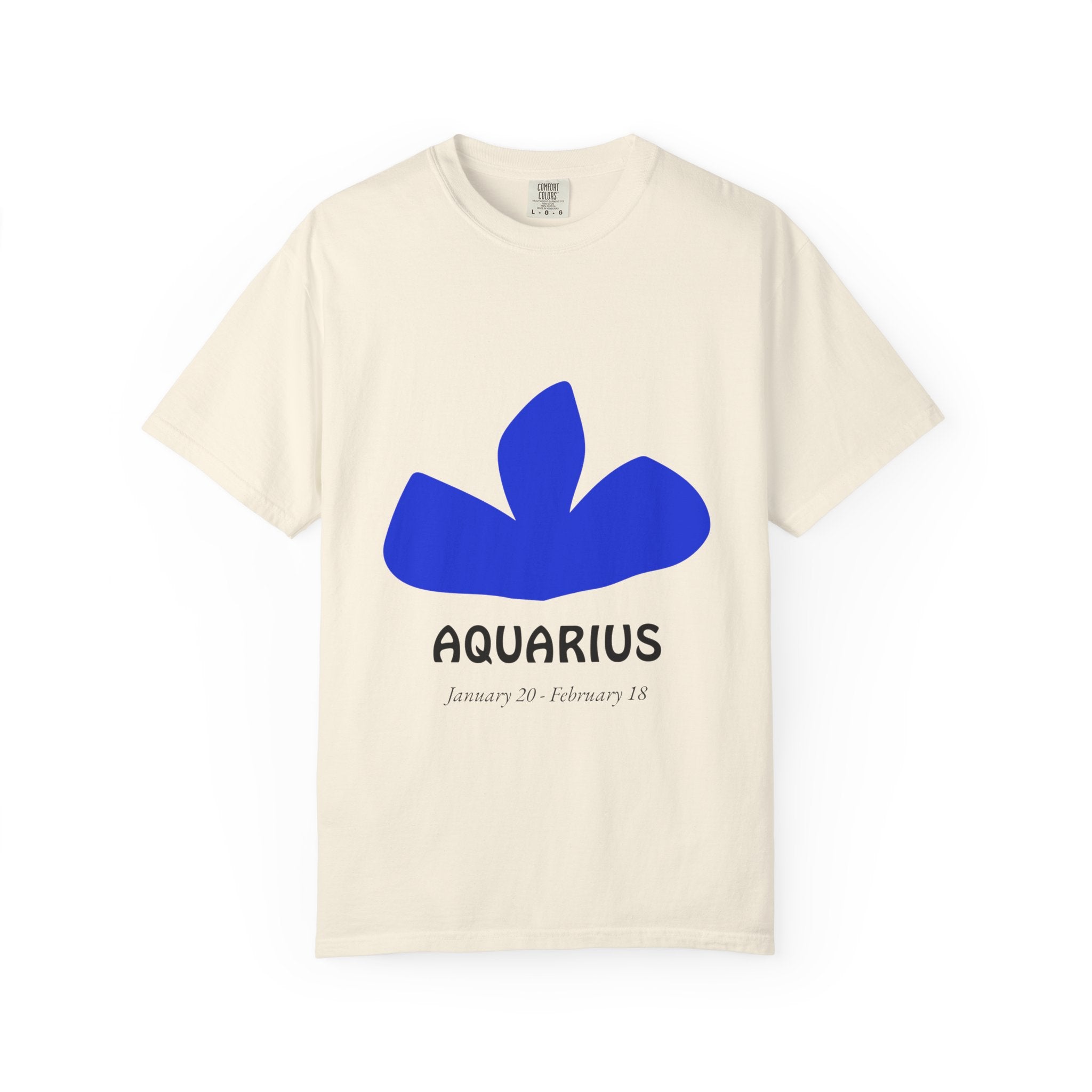 Aquarius Zodiac T-Shirt — Bold Blue Symbol, January 20–February 18 Astrology Tee