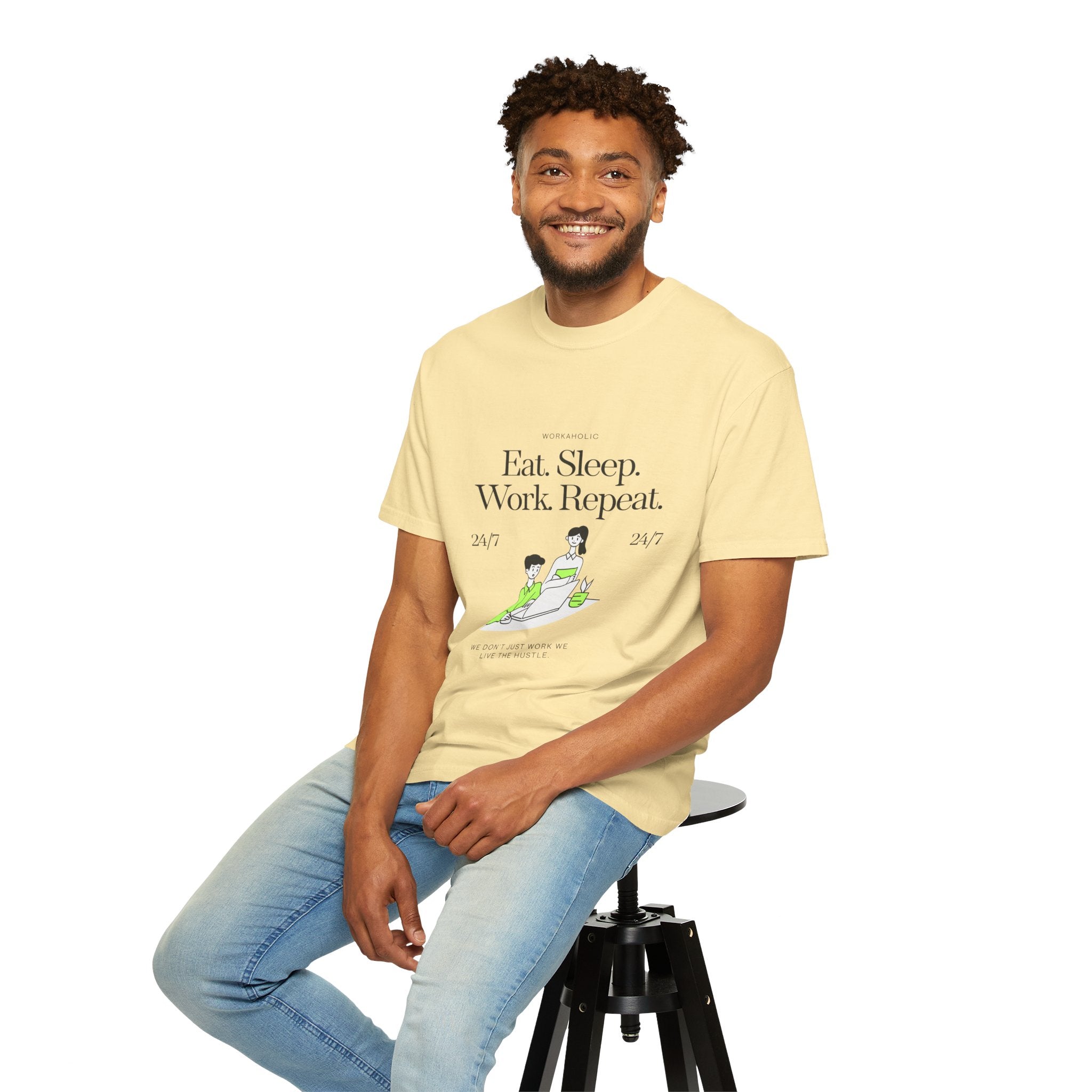 Eat. Sleep. Work. Repeat. Tee — Minimalist Remote Work Graphic T-Shirt