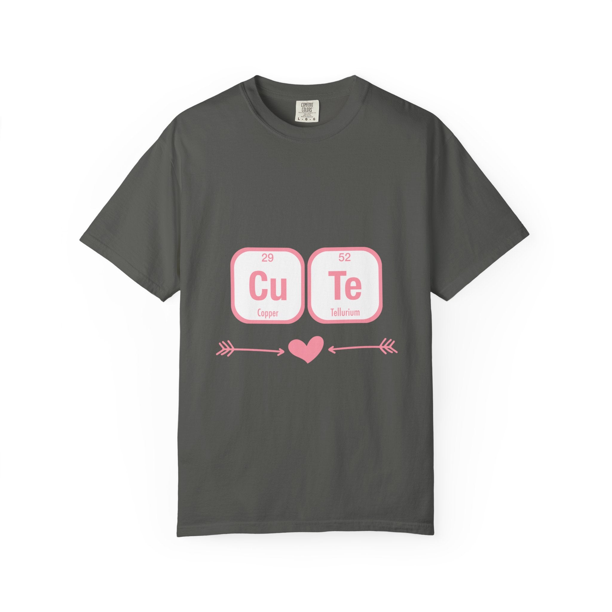 Cute Chemistry Tee — "Cu Te" Element Heart Graphic T-Shirt